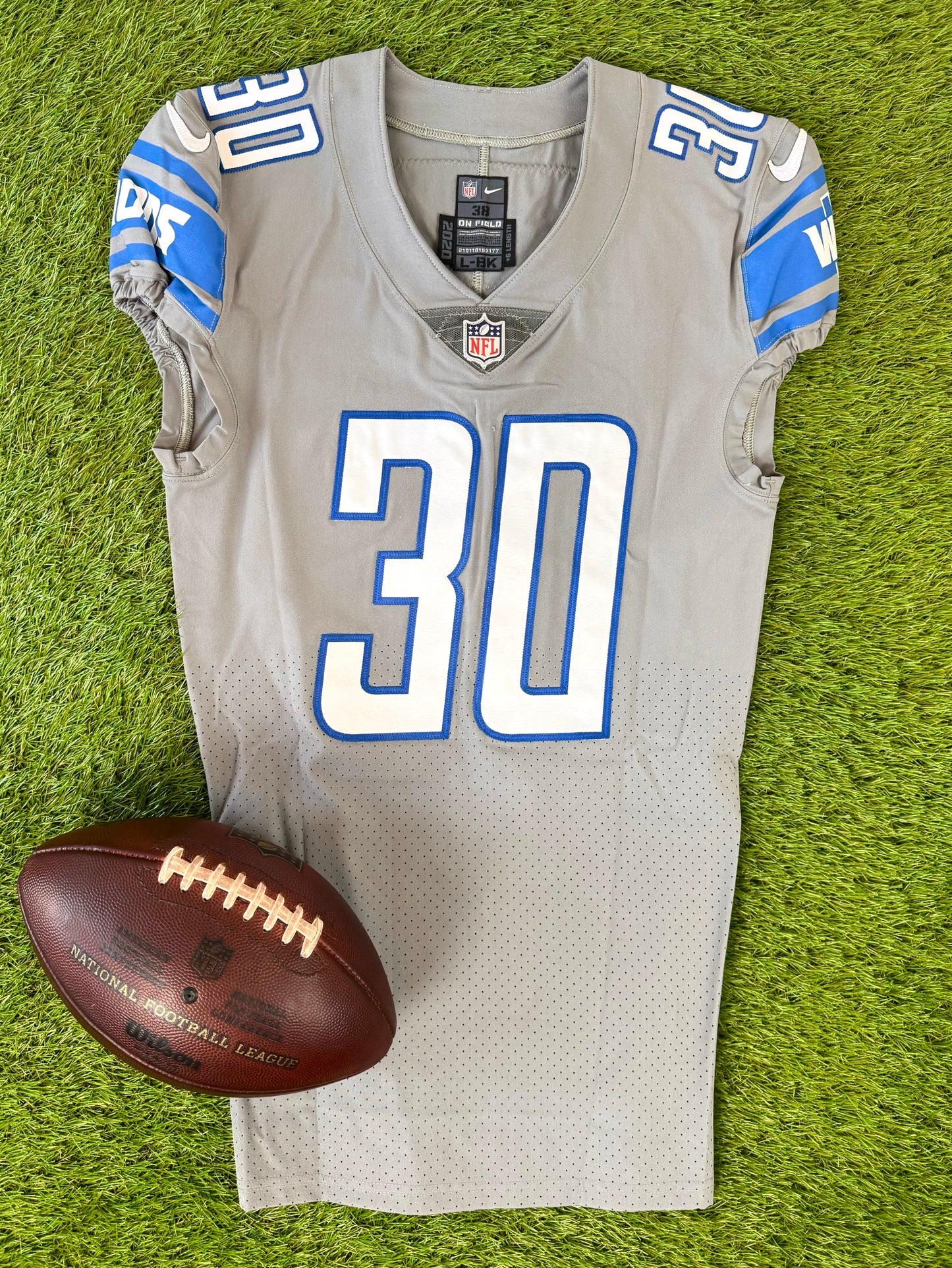 Detroit Lions 2022 Jamaal Williams Gray Alternate NFL Football Jersey (38/Small)