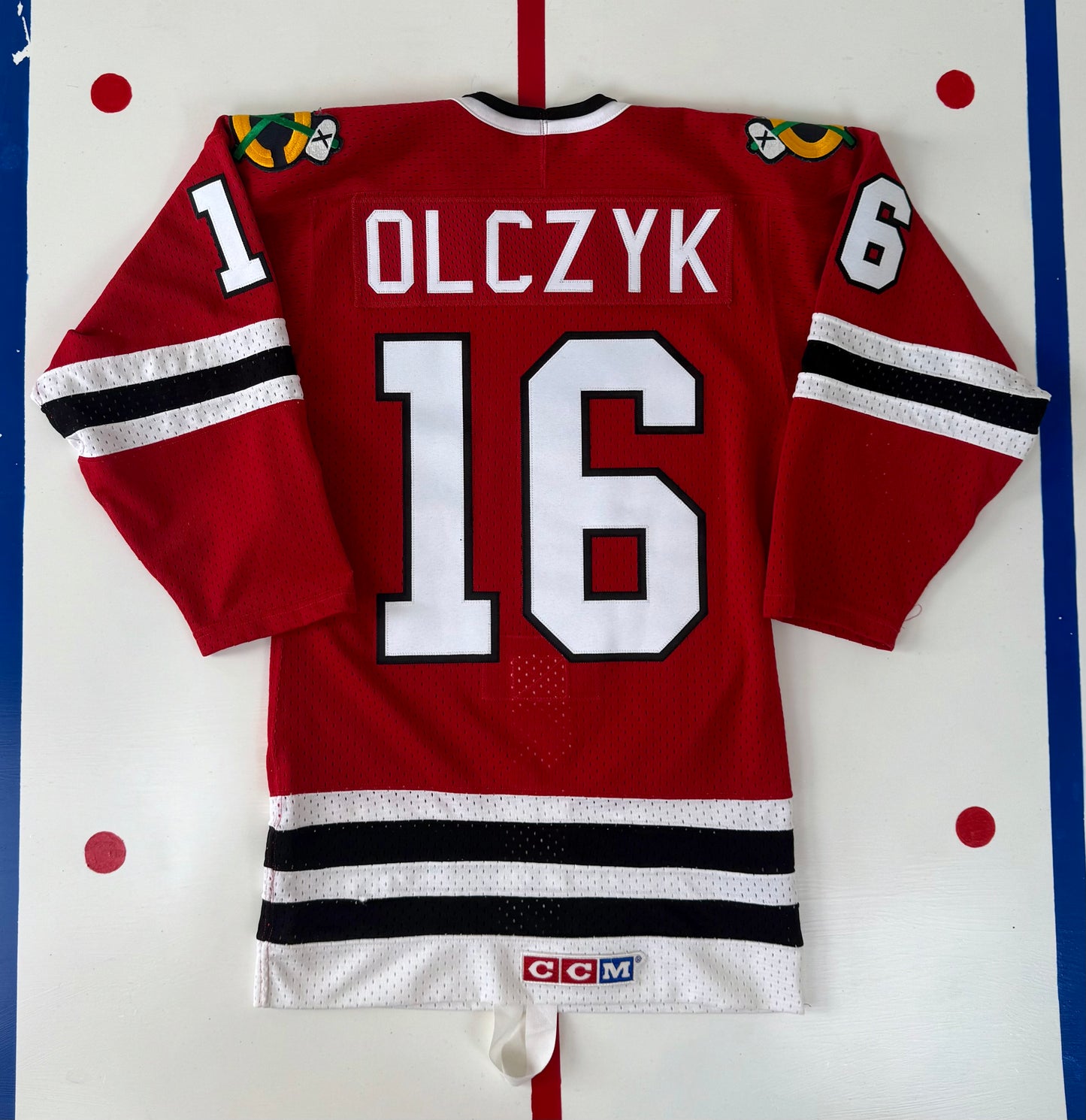 Chicago Blackhawks Eddie Olczyk 1985 Playoff Mesh NHL Hockey Jersey (38/Small)