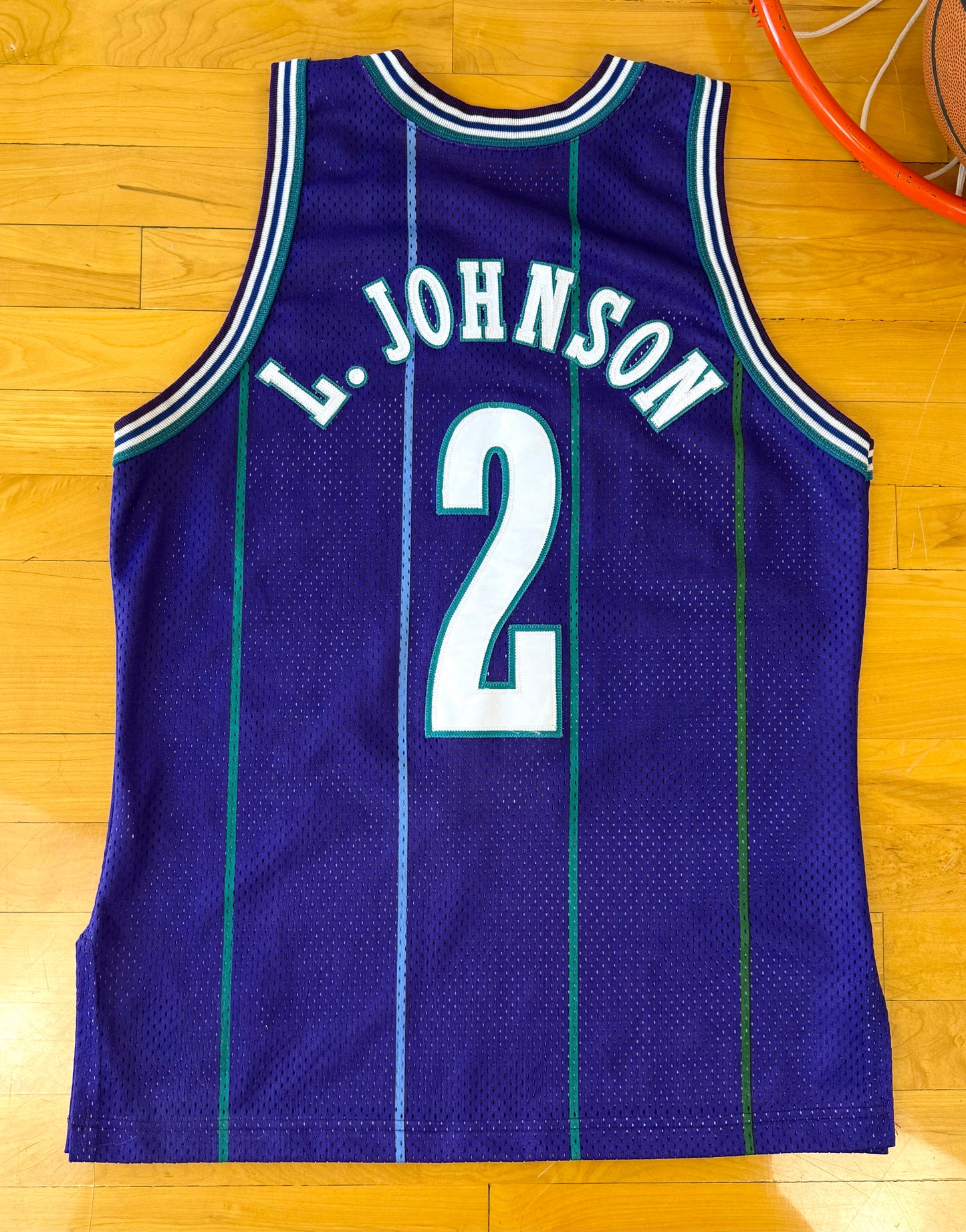 Charlotte Hornets Larry Johnson 1994-1996 NBA Basketball Jersey (40/Medium)
