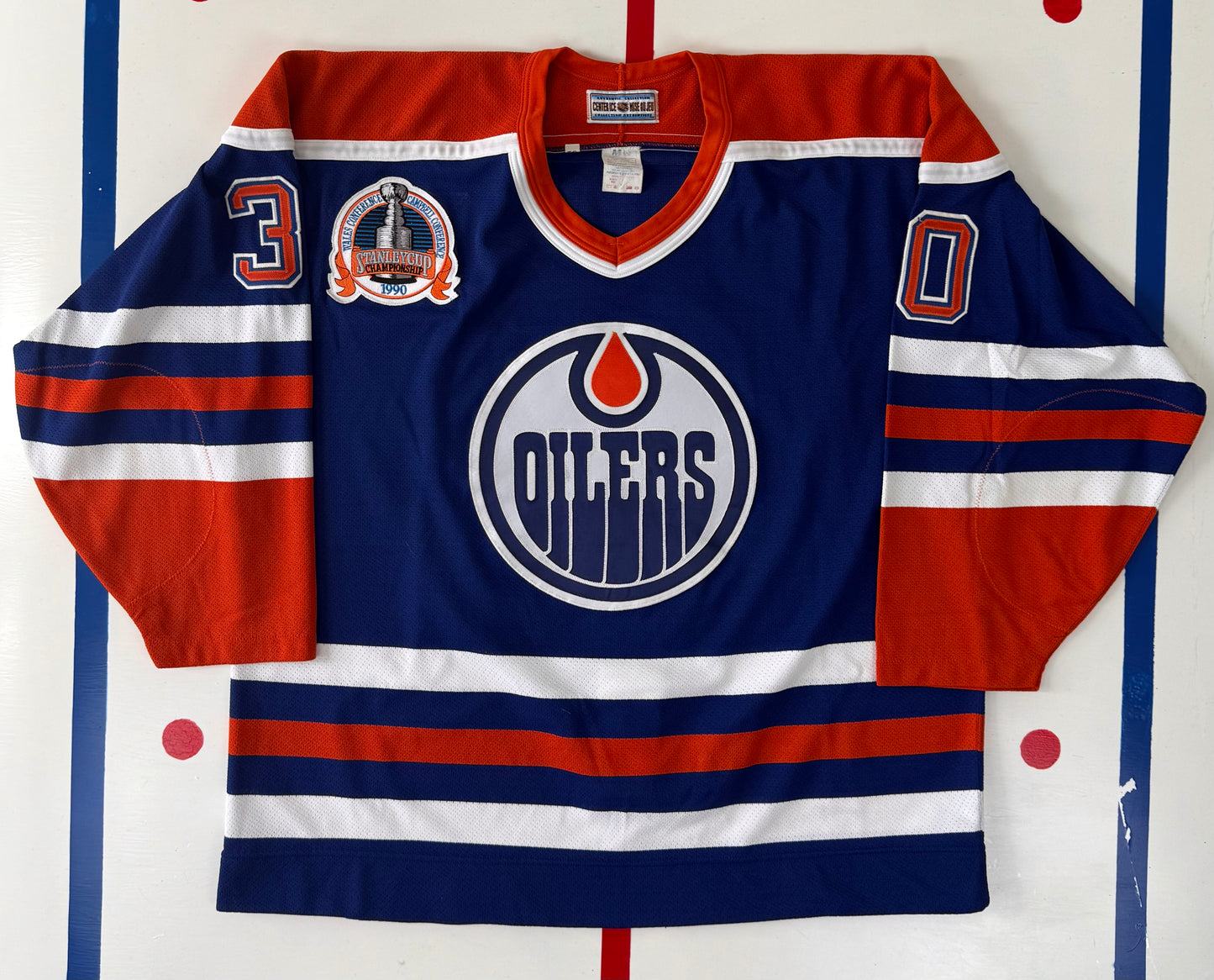 Edmonton Oilers Bill Ranford 1990 Stanley Cup Finals NHL Hockey Jersey (52/XL)