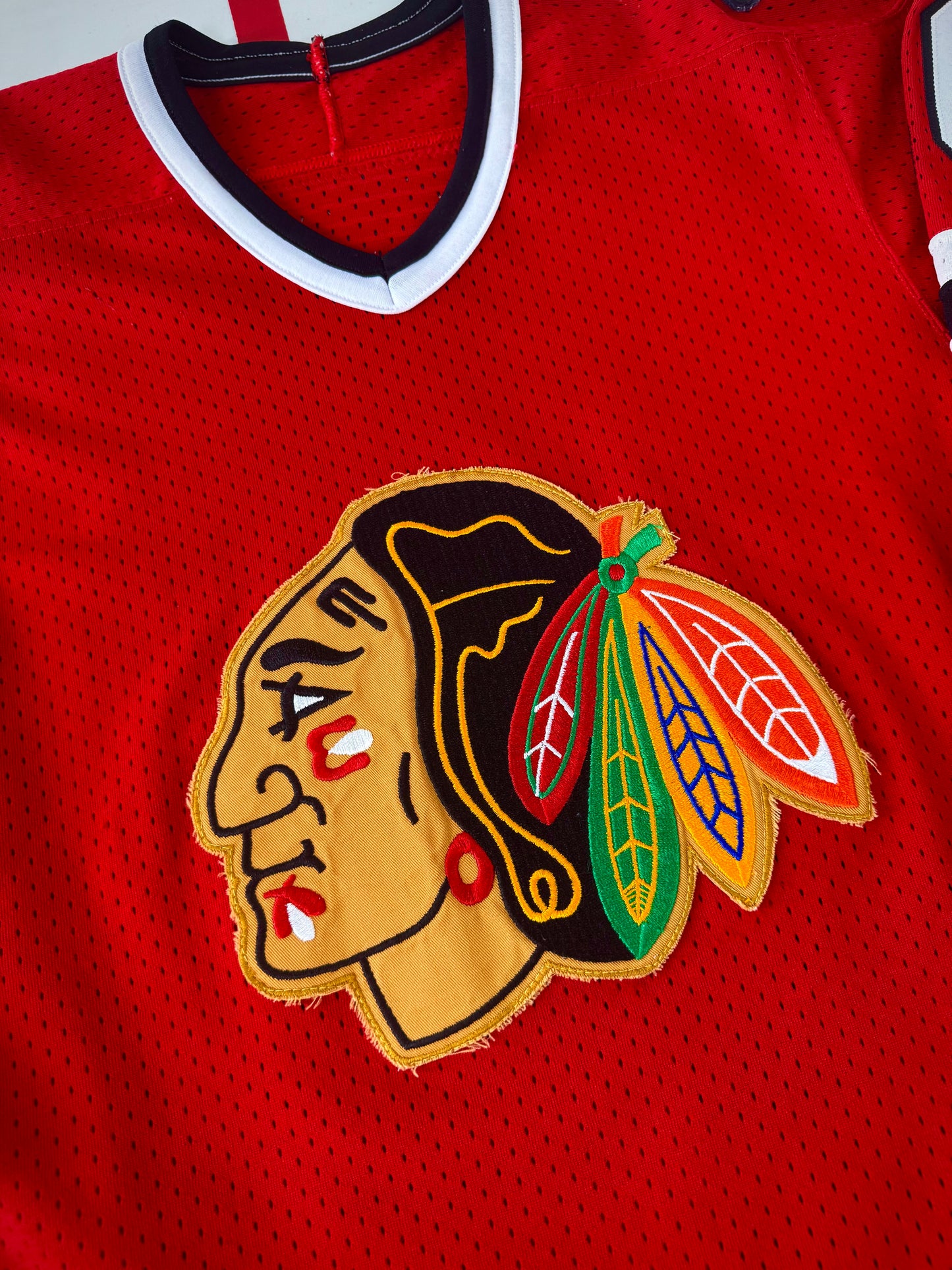 Chicago Blackhawks Eddie Olczyk 1985 Playoff Mesh NHL Hockey Jersey (38/Small)