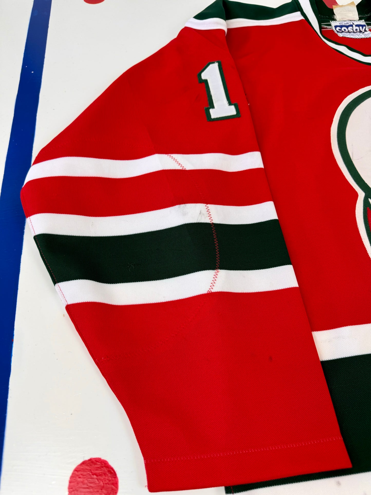 New Jersey Devils Pat Verbeek 1987 Preseason Game Worn NHL Hockey Jersey (48/Large)