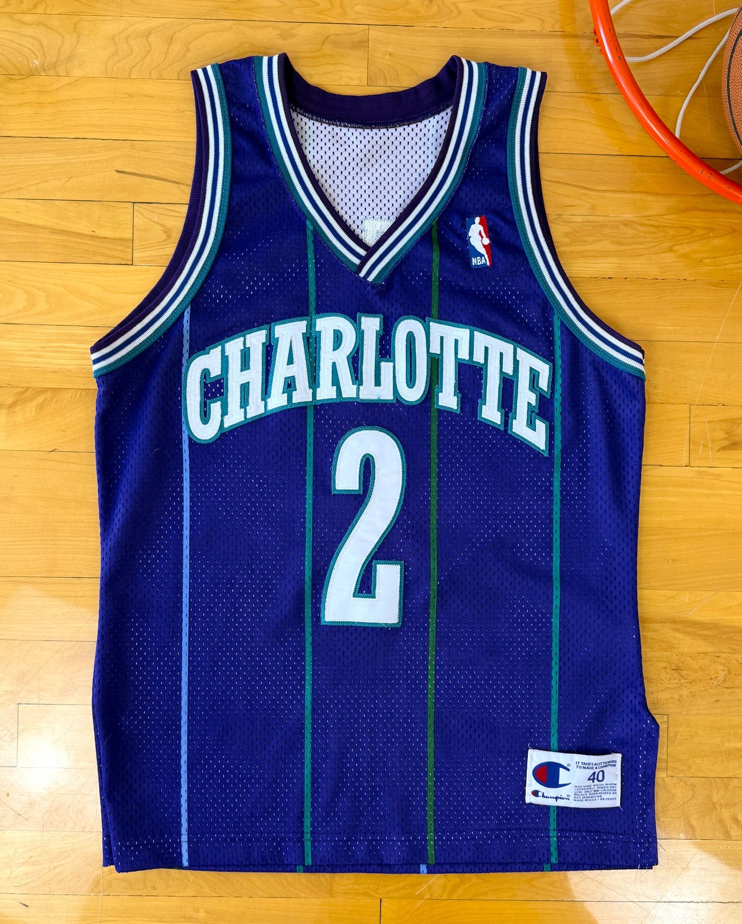 Charlotte Hornets Larry Johnson 1994-1996 NBA Basketball Jersey (40/Medium)