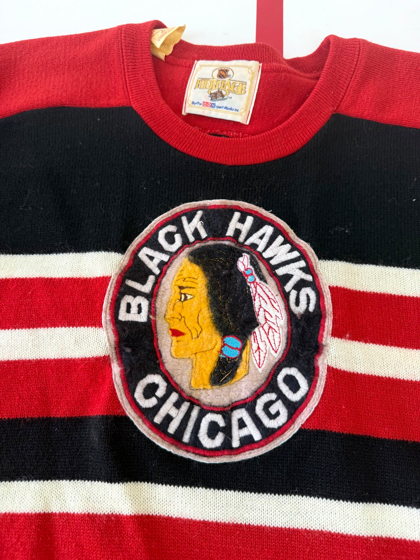 Chicago Blackhawks “Black Hawks” 1940 NHL Hockey Wool Sweater Jersey (Large/XL)