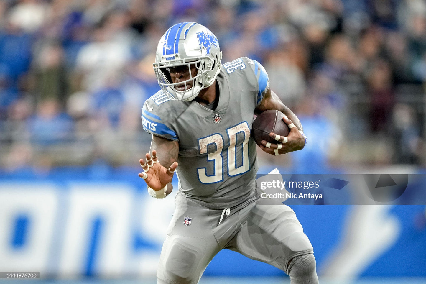 Detroit Lions 2022 Jamaal Williams Gray Alternate NFL Football Jersey (38/Small)