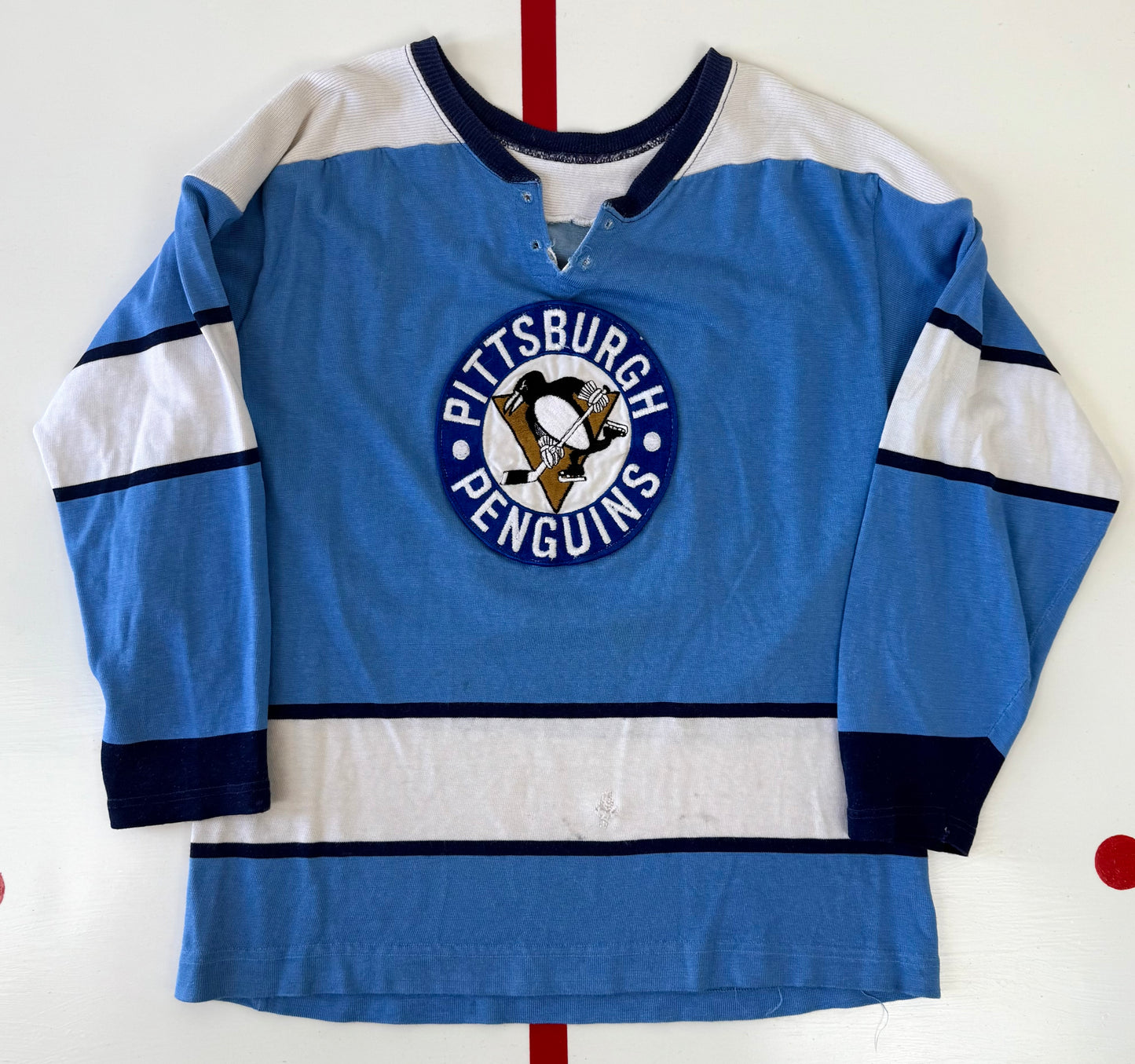 Pittsburgh Penguins 1969-1970 NHL Hockey Jersey (40/Small) and Game Worn 1968-69 Socks