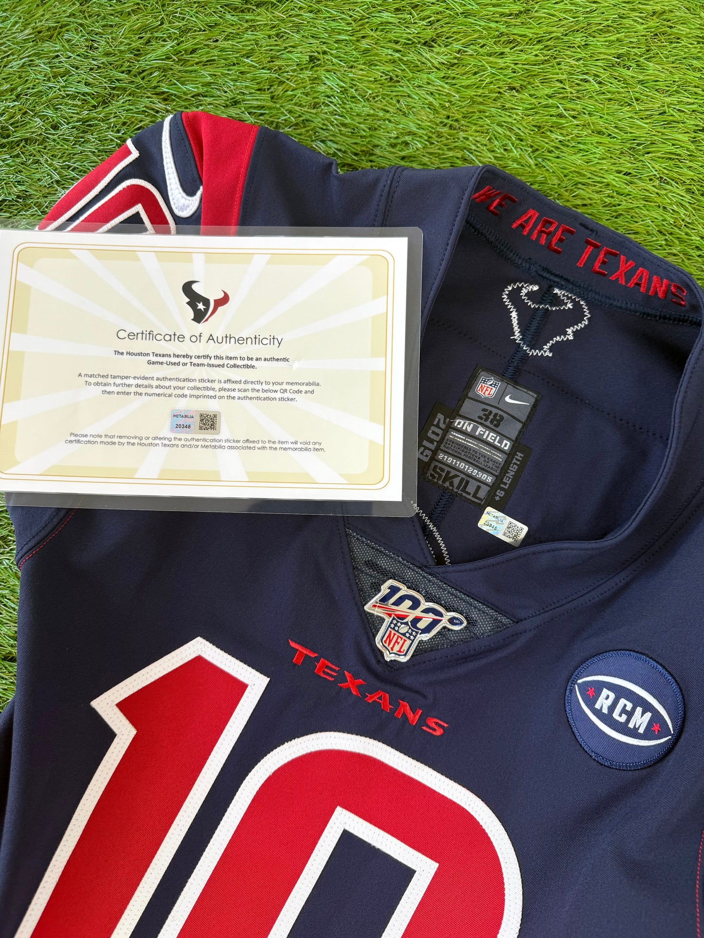 Houston Texans DeAndre Hopkins Signed 2019 Color Rush NFL Football Jersey (38/Medium)