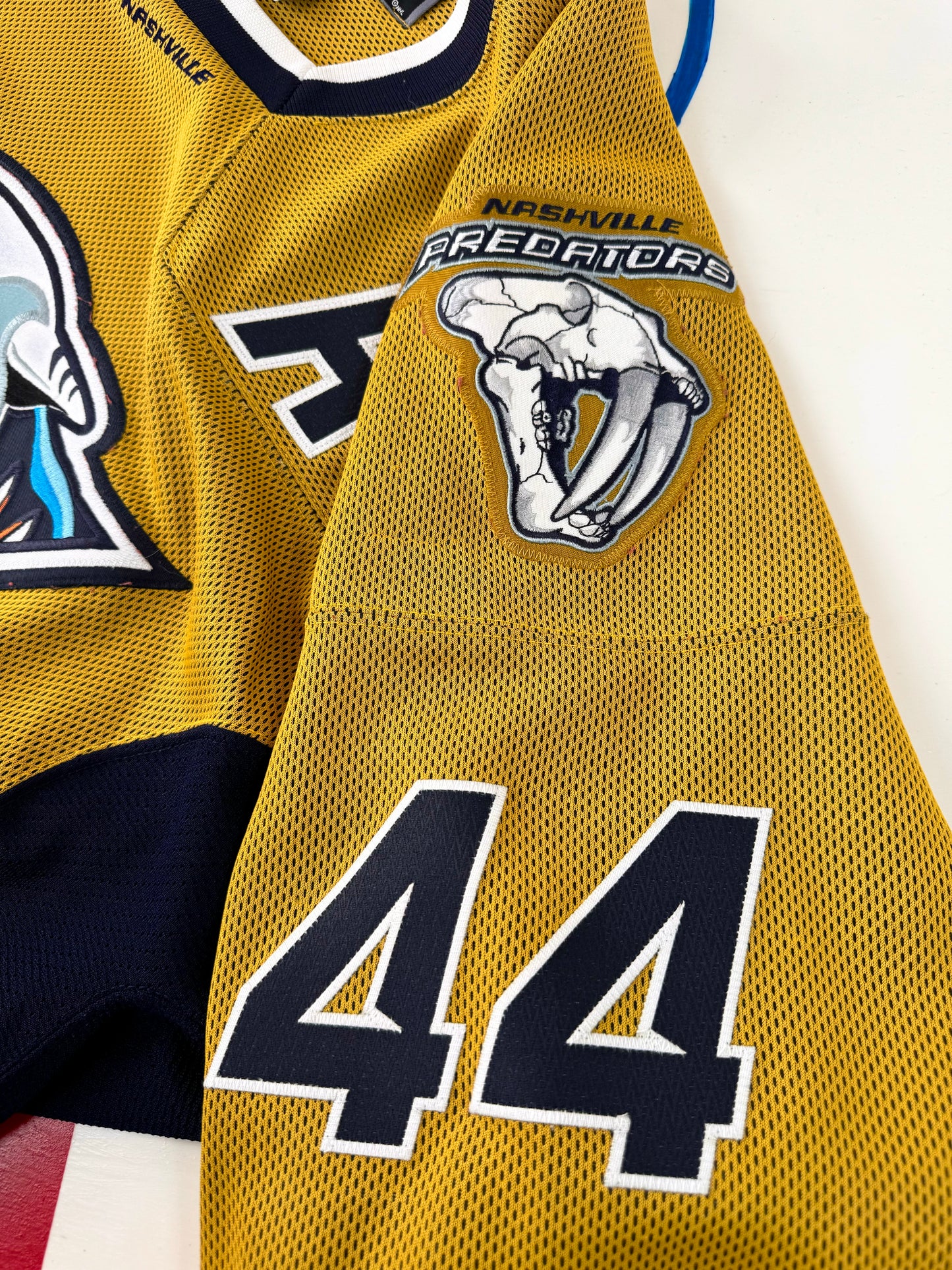 Nashville Predators 2003-2004 Kimmo Timonen “Mustard Cat” NHL Hockey Jersey (48/Large)