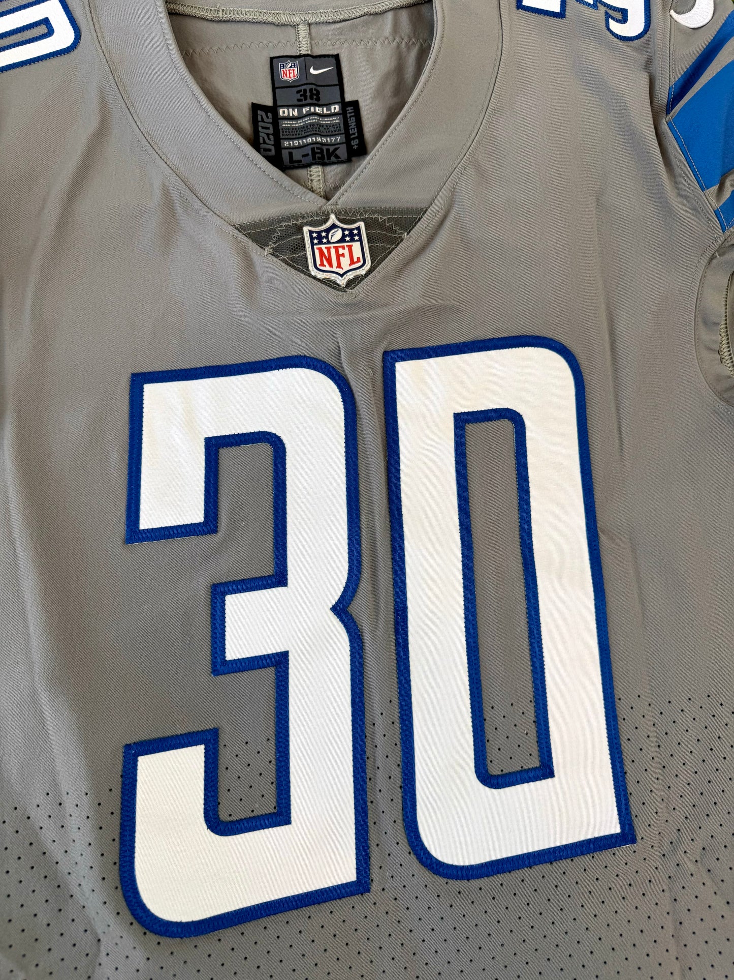 Detroit Lions 2022 Jamaal Williams Gray Alternate NFL Football Jersey (38/Small)