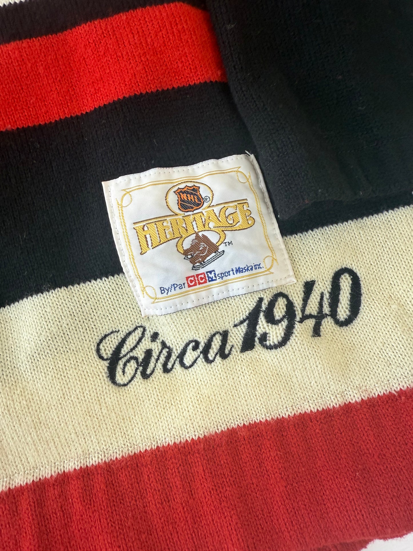 Chicago Blackhawks “Black Hawks” 1940 NHL Hockey Wool Sweater Jersey (Large/XL)