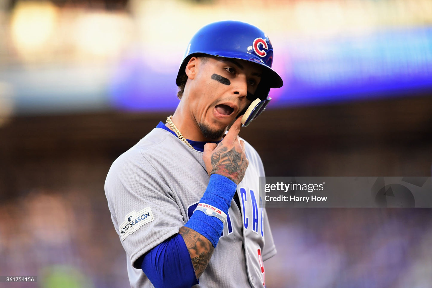 Chicago Cubs Javier Baez 2017 Postseason MLB Baseball Jersey (44/Large)