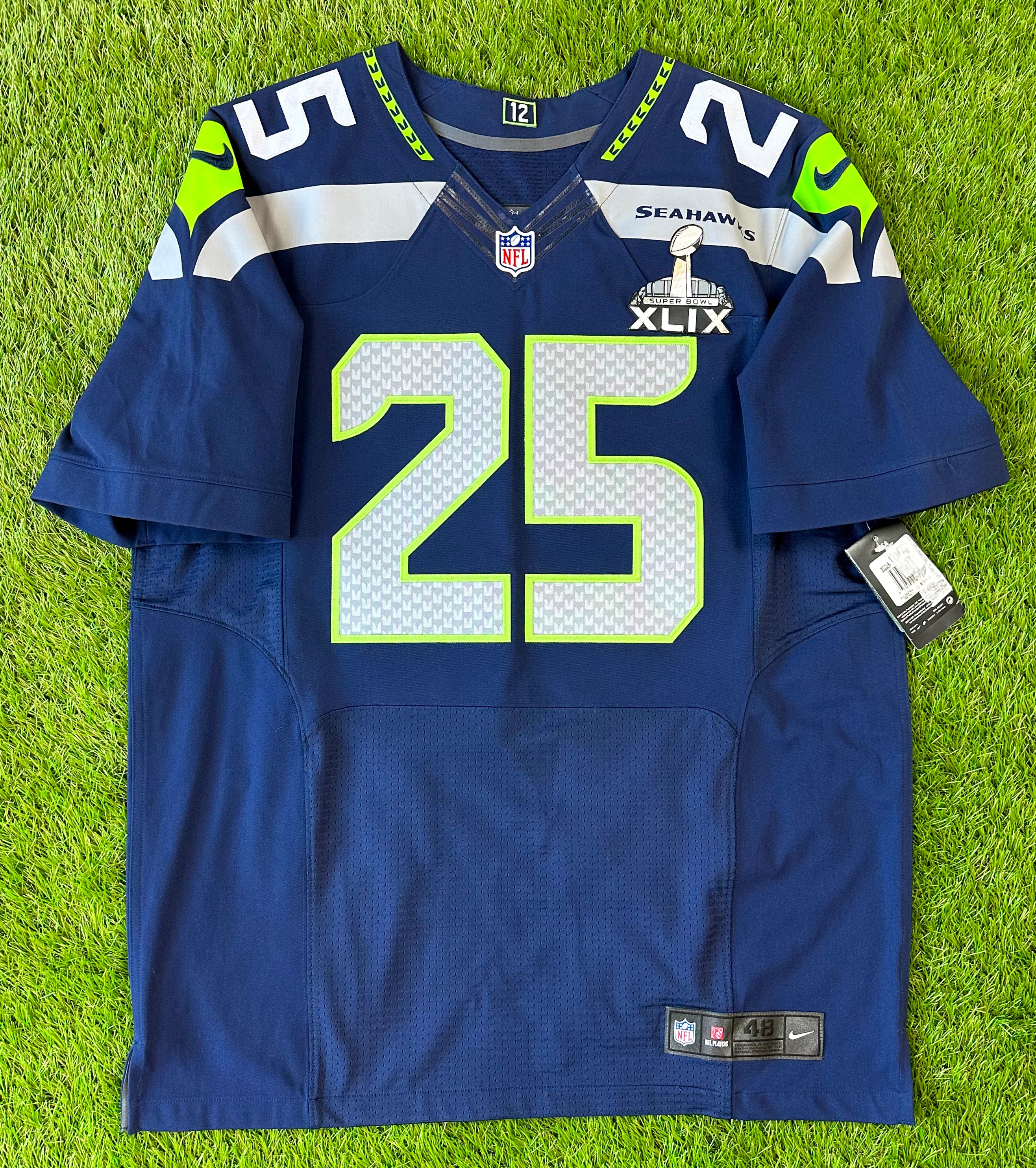 Seattle Seahawks Richard Sherman 2014 Super Bowl XLIX NFL Football Jersey  (48/XL)