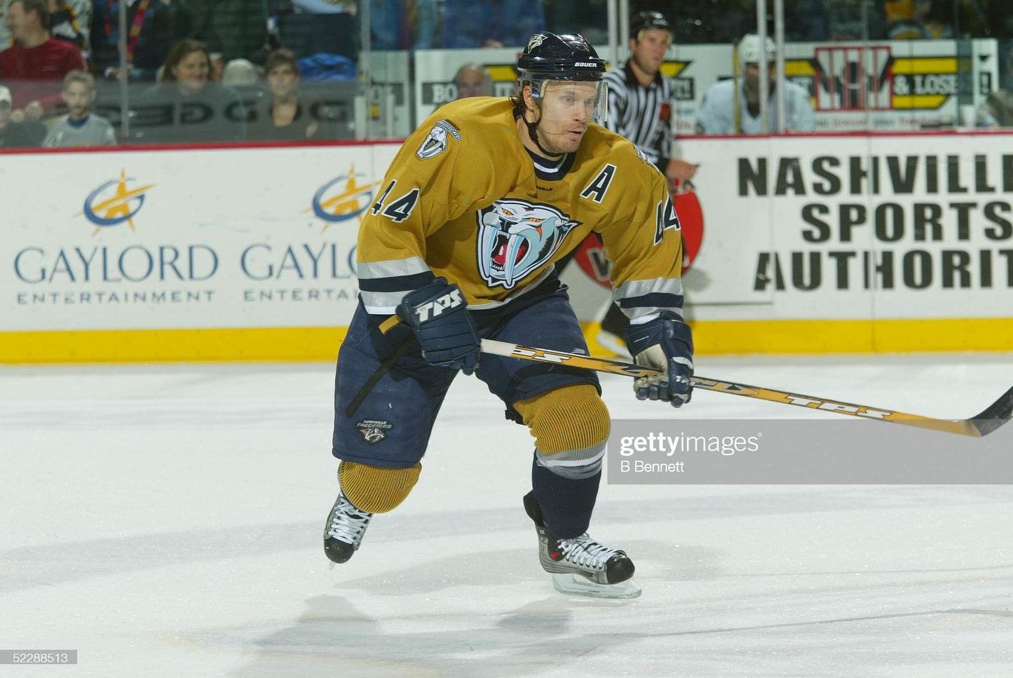 Nashville Predators 2003-04 Kimmo Timonen “Mustard Cat” Hockey Jersey (46/Medium)
