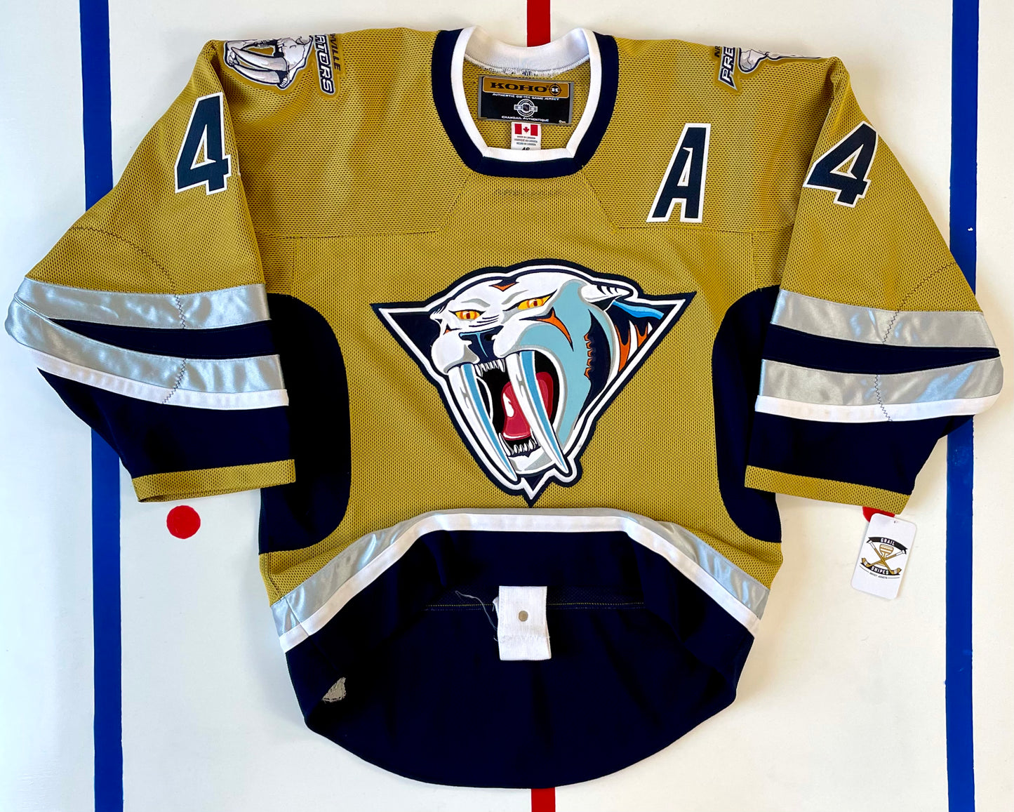 Nashville Predators 2003-04 Kimmo Timonen “Mustard Cat” Hockey Jersey (46/Medium)