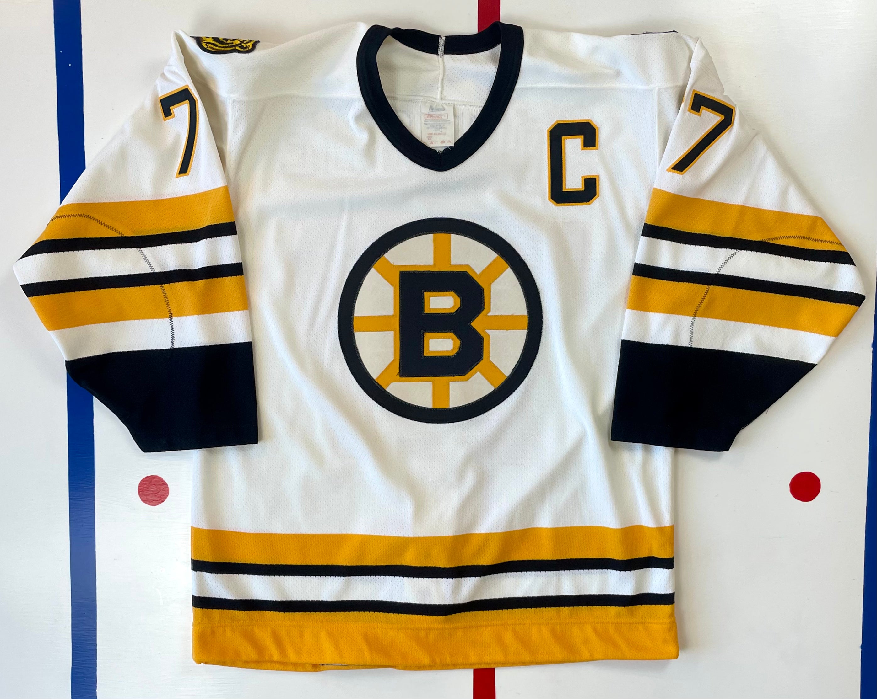 Vintage Boston Bruins #1 Jersey Size Medium Black Yellow White Striped Nhl  80s