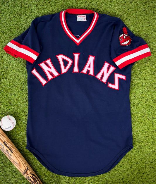 Cleveland Indians 1975-1978 MLB Baseball Jersey (42/Large)