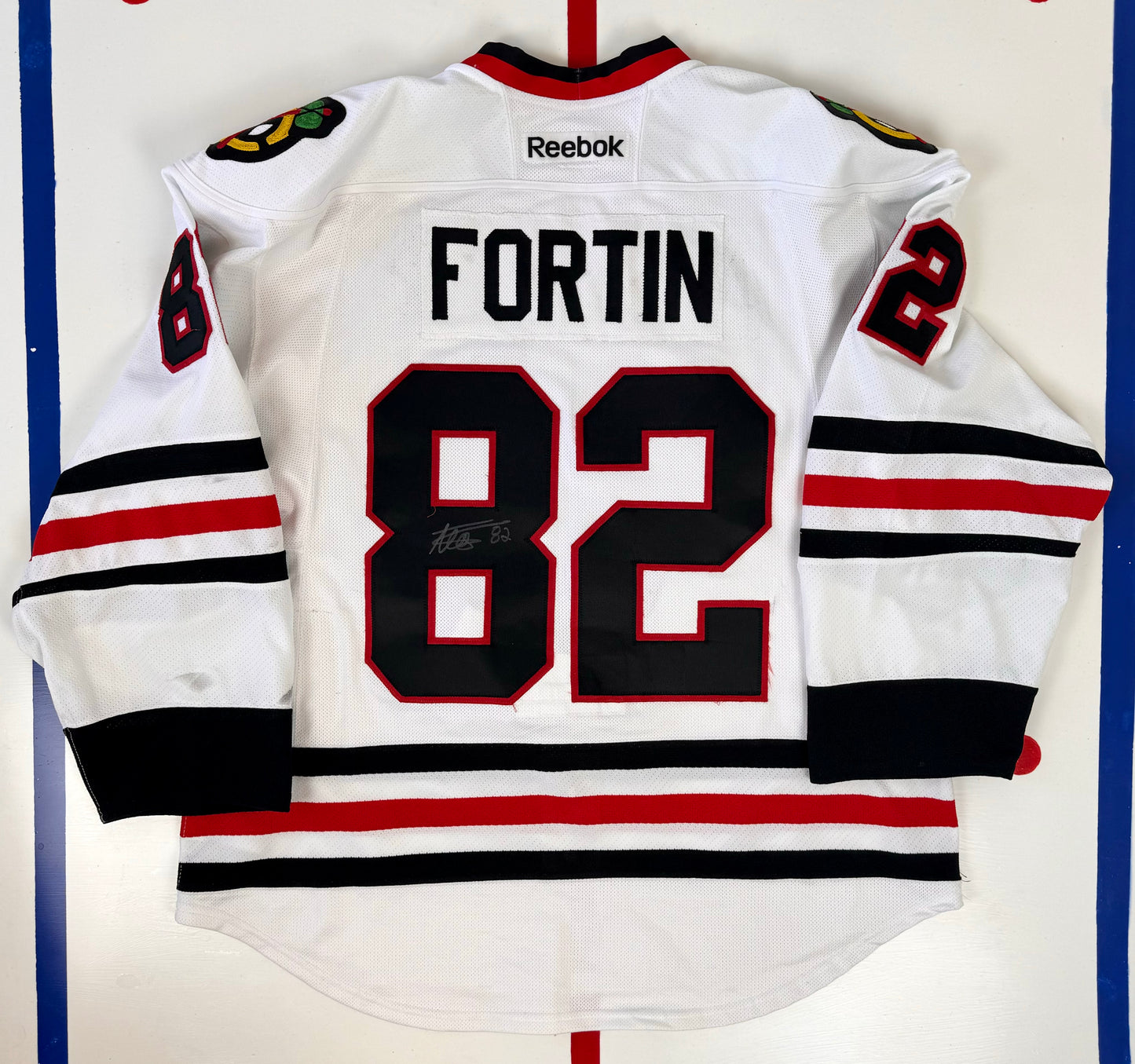 Chicago Blackhawks Alexandre Fortin Preseason Game Worn NHL Hockey Jersey (56/XXL)