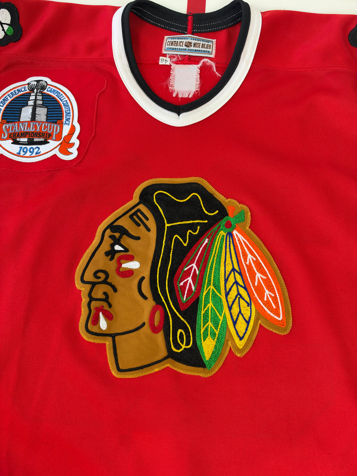Chicago Blackhawks Ed Belfour 1992 Stanley Cup Finals NHL Hockey Jersey (48/Large)