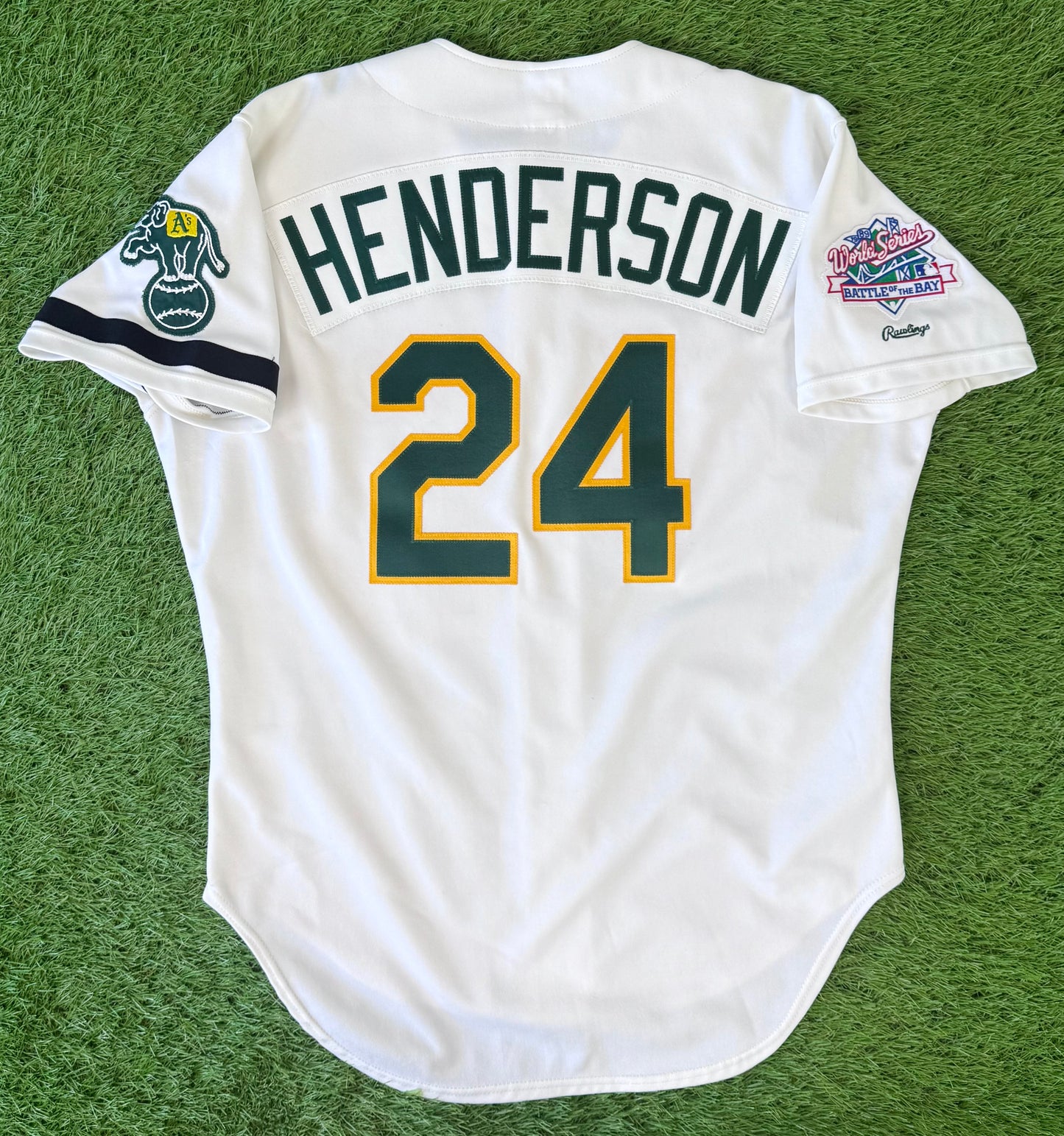 Oakland Athletics Rickey Henderson 1989 World Series MLB Baseball Jersey (48/XL)