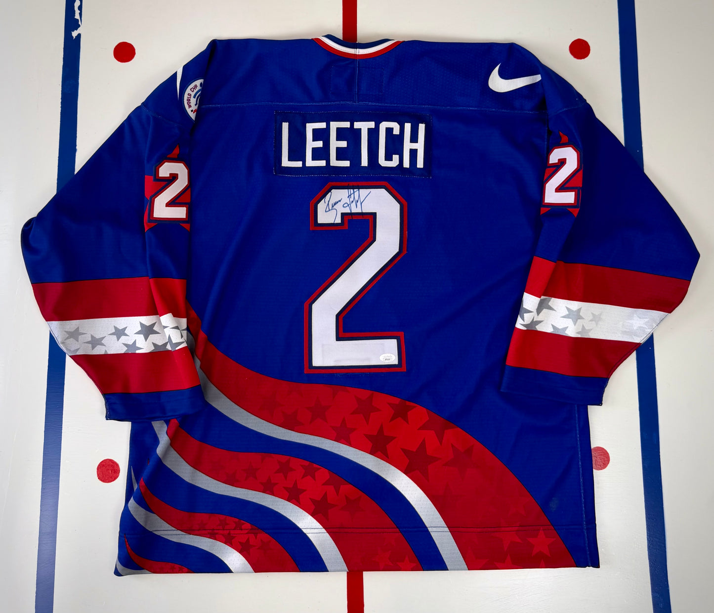Team USA Brian Leetch Autographed 2004 World Cup of Hockey Jersey (56/XXL)