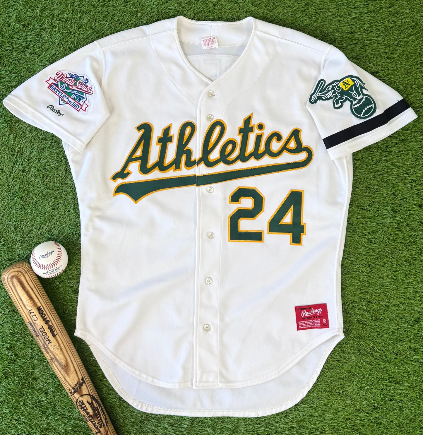 Oakland Athletics Rickey Henderson 1989 World Series MLB Baseball Jersey (48/XL)
