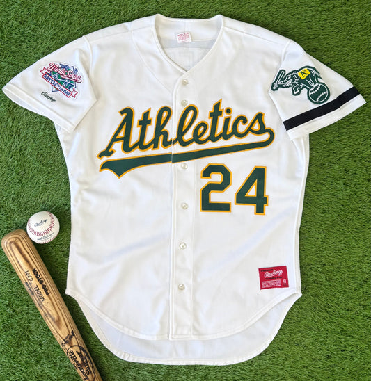 Oakland Athletics Rickey Henderson 1989 World Series MLB Baseball Jersey (48/XL)