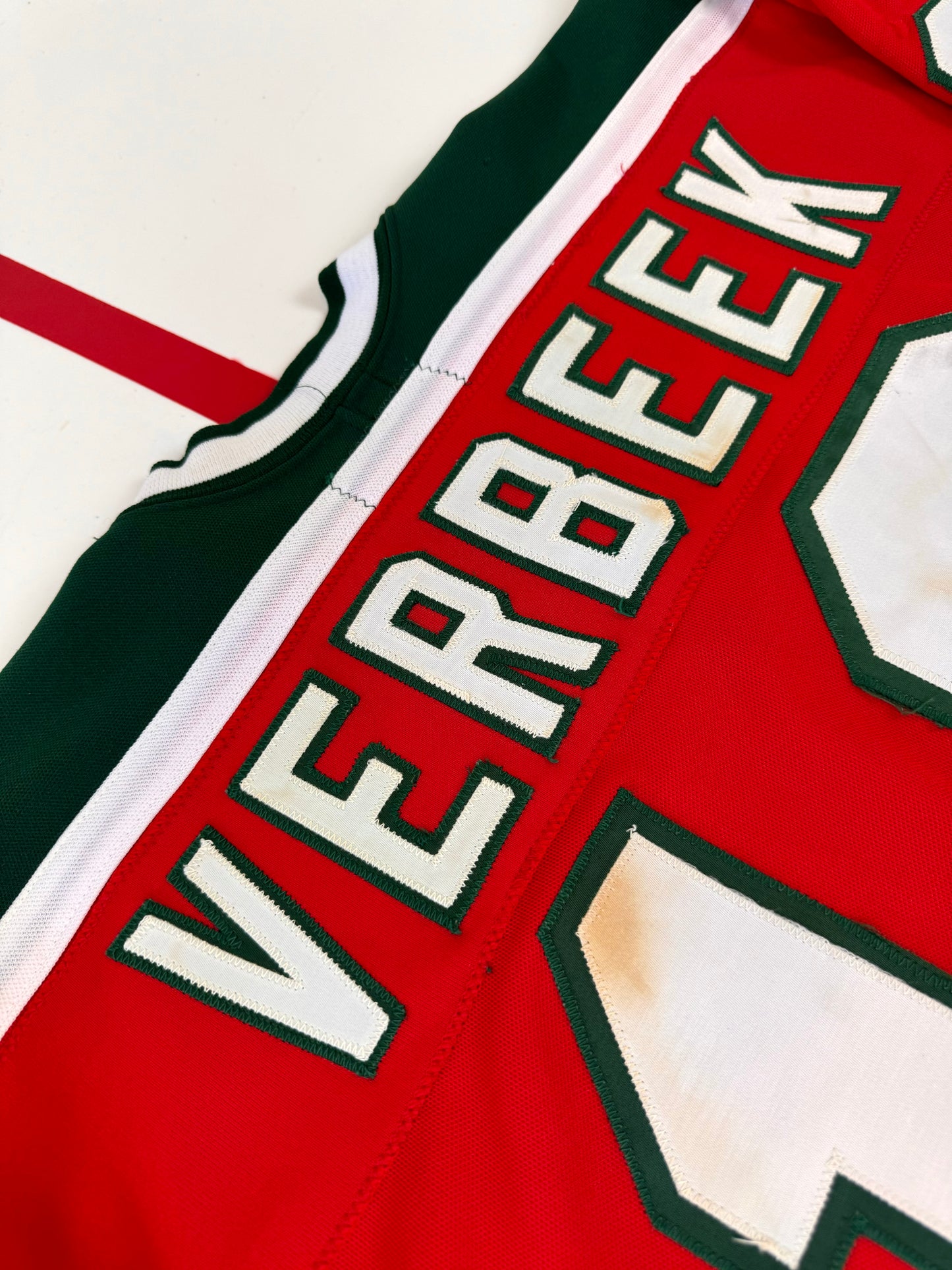 New Jersey Devils Pat Verbeek 1987 Preseason Game Worn NHL Hockey Jersey (48/Large)