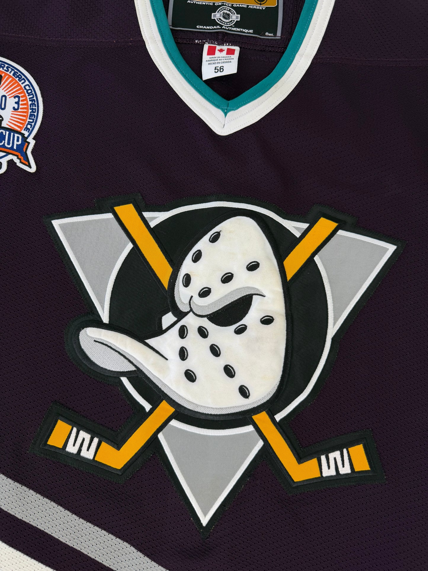Mighty Ducks of Anaheim Jean-Sébastien Giguère 2003 Stanley Cup Finals NHL Hockey Jersey (56/XXL)