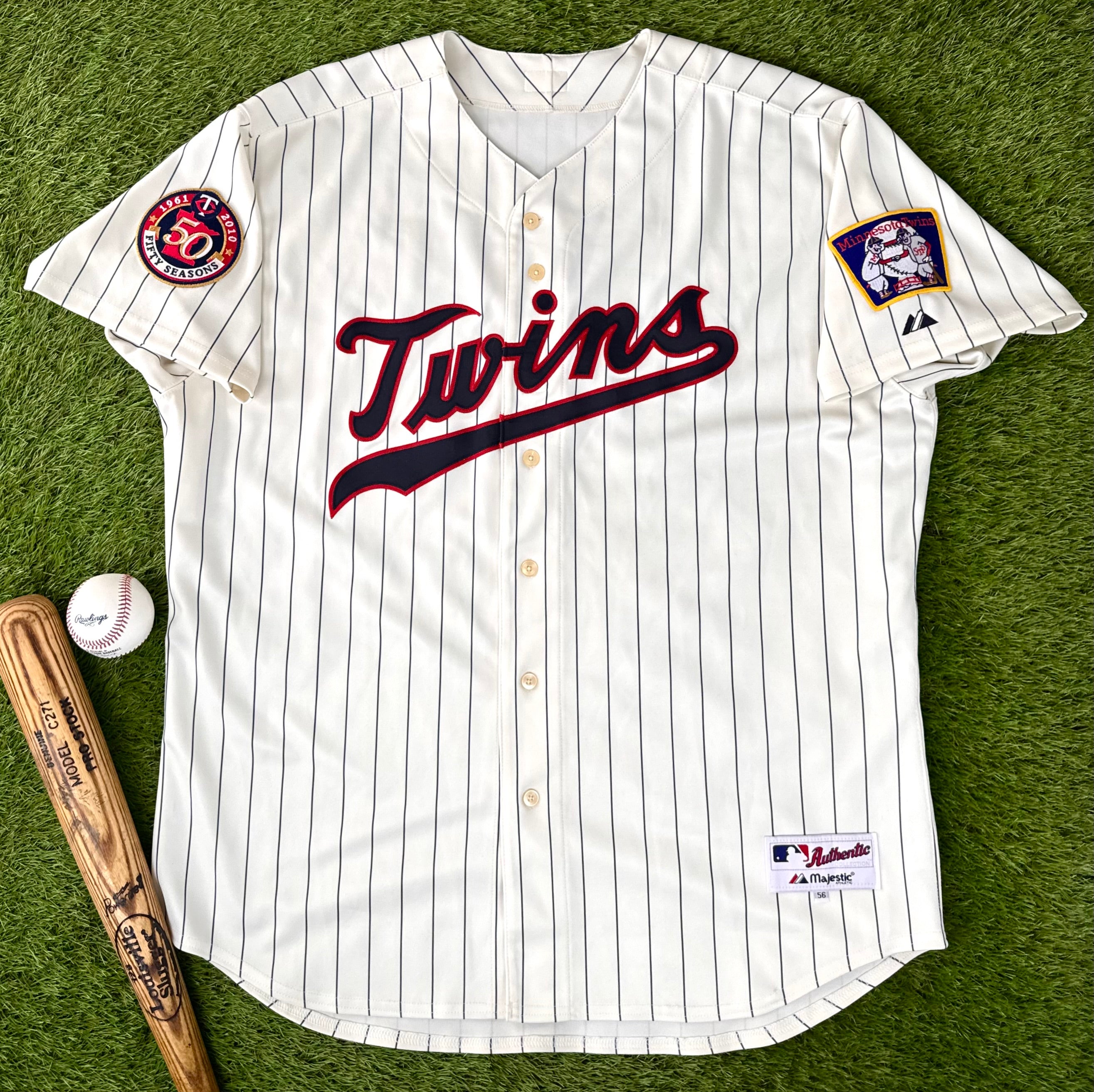 Majestic Authentic Minnesota Twins 50th Anniversary 2010 MLB Jersey Grey deals Away 44