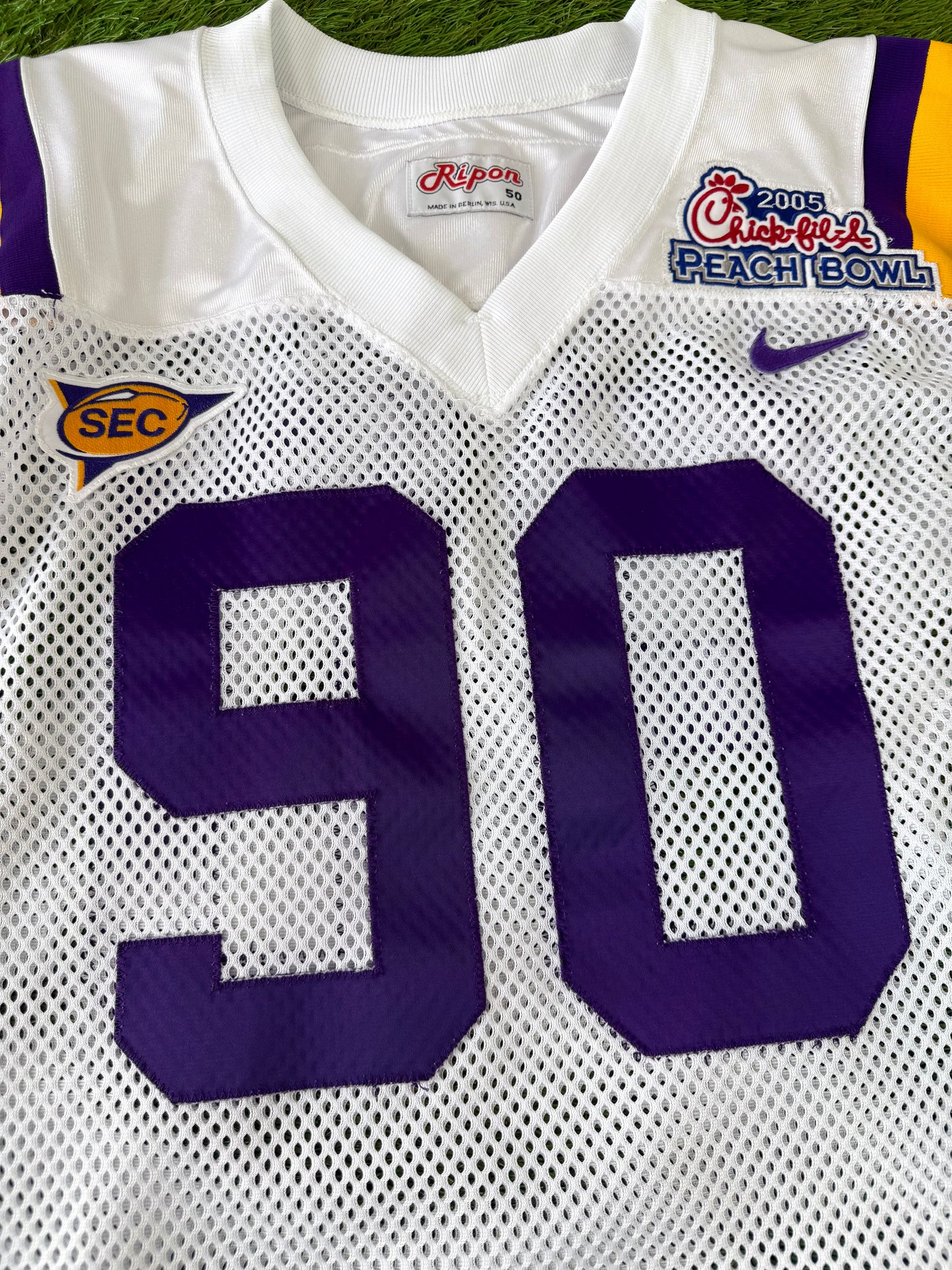 LSU Tigers Melvin Oliver 2005 Peach Bowl College Football Jersey (50/XL)