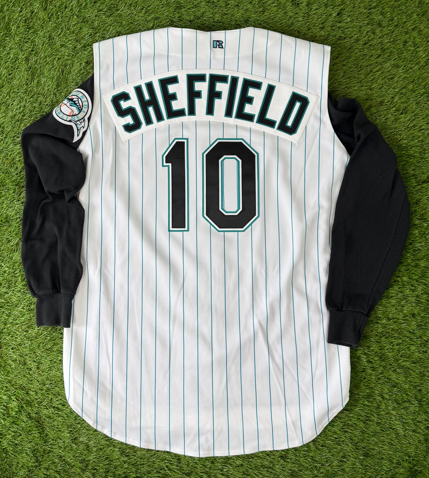 Florida Marlins Gary Sheffield 1995-1998 MLB Baseball Vest Jersey & Long Sleeved Undershirt (48/XL)