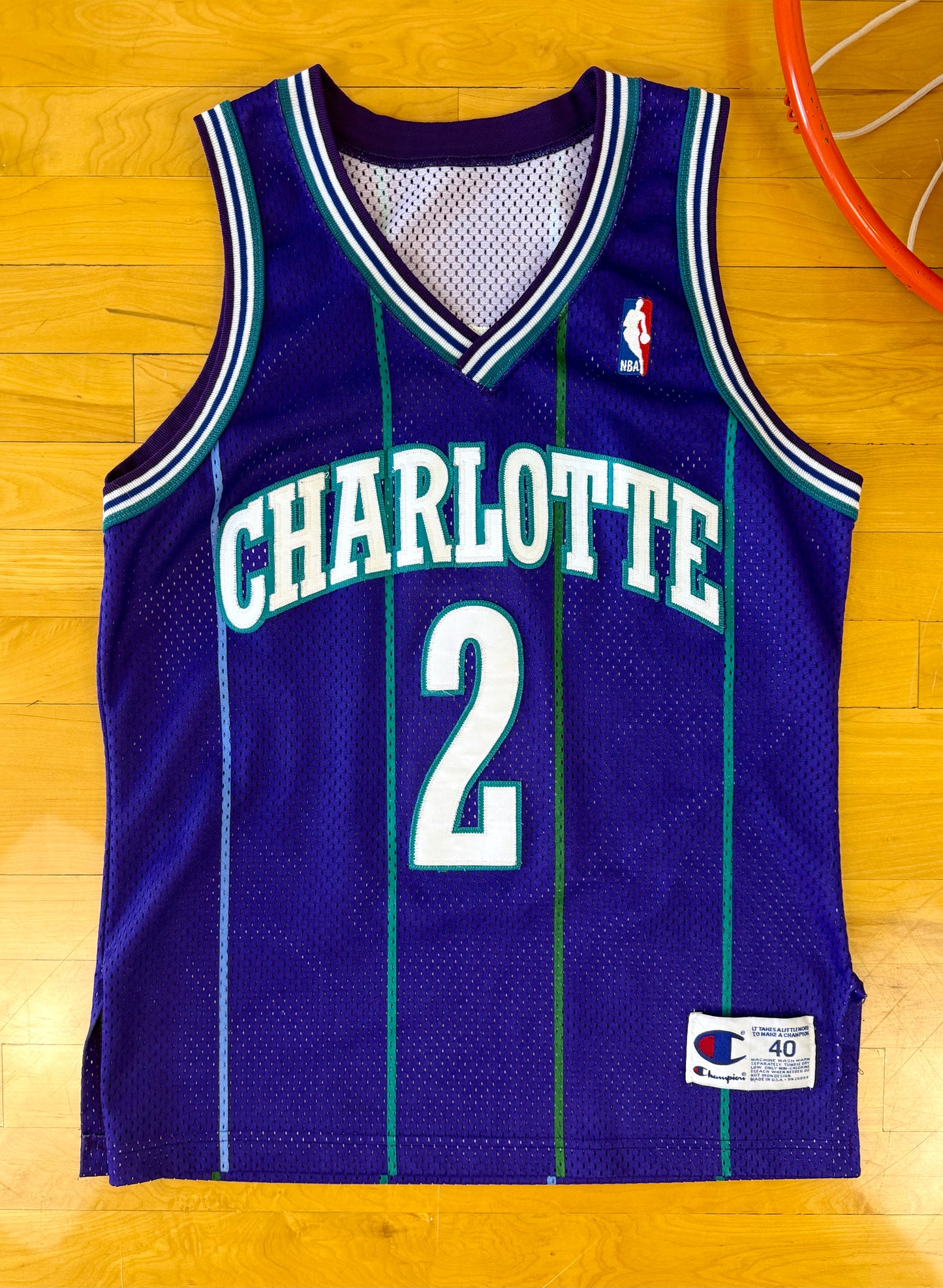 Charlotte Hornets Larry Johnson 1994-1996 NBA Basketball Jersey (40/Medium)