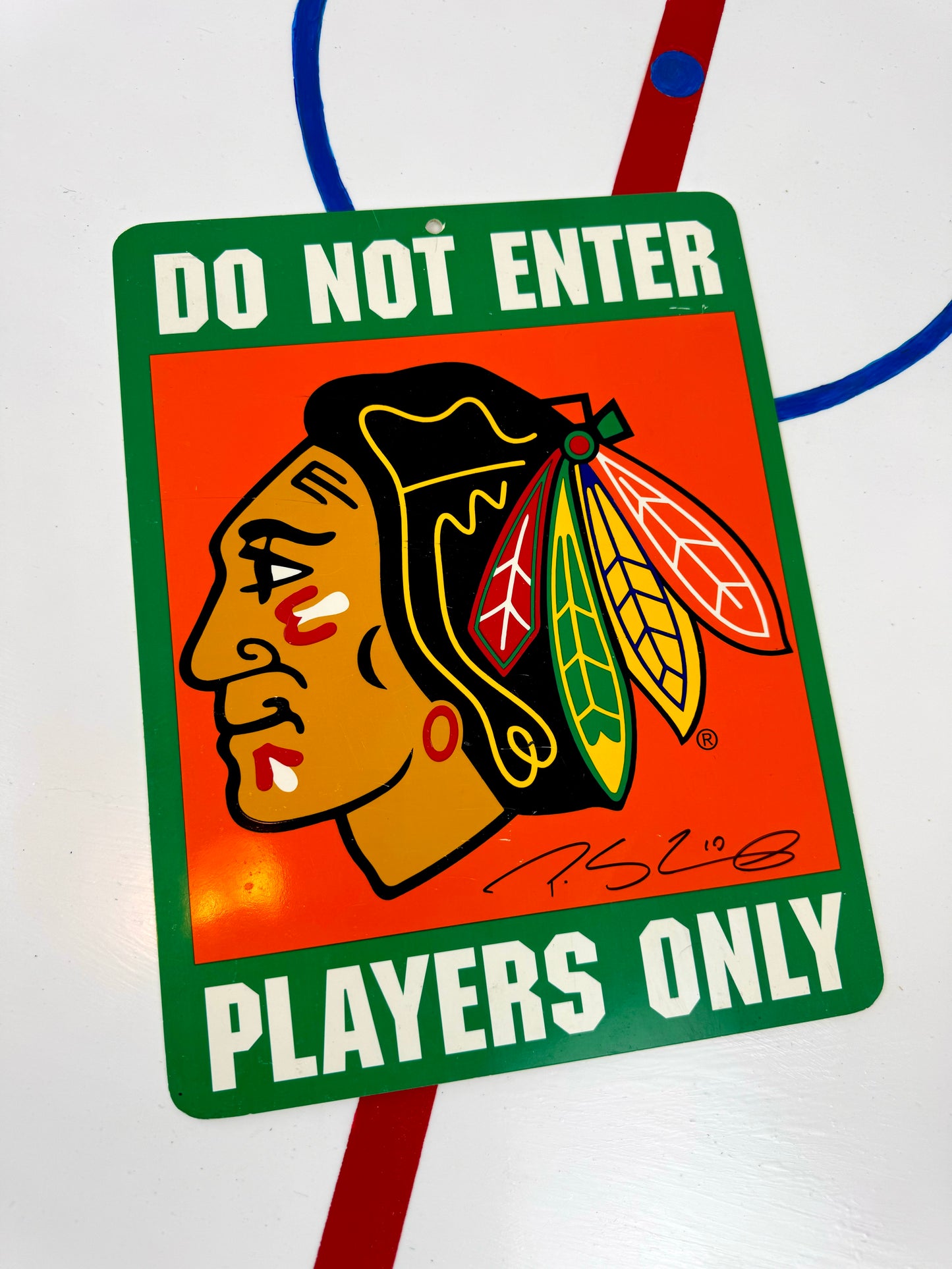 Chicago Blackhawks Patrick Sharp Autographed Plastic Door Sign