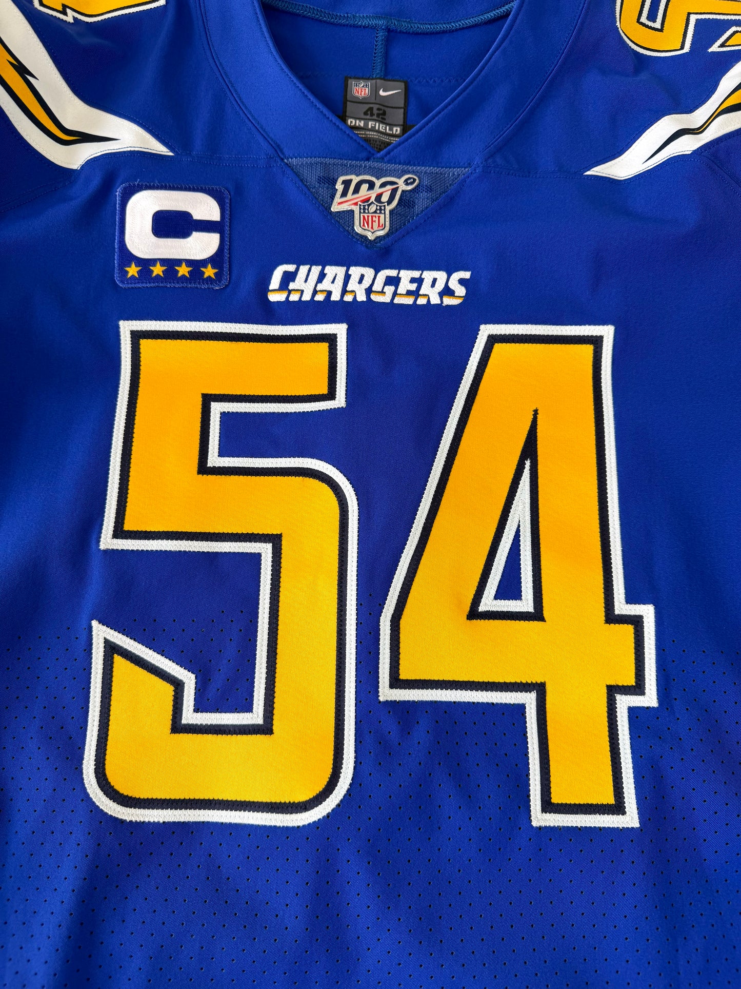 Los Angeles Chargers Melvin Ingram III 2019 Game Issued Alternate NFL Football Jersey (42/Medium)