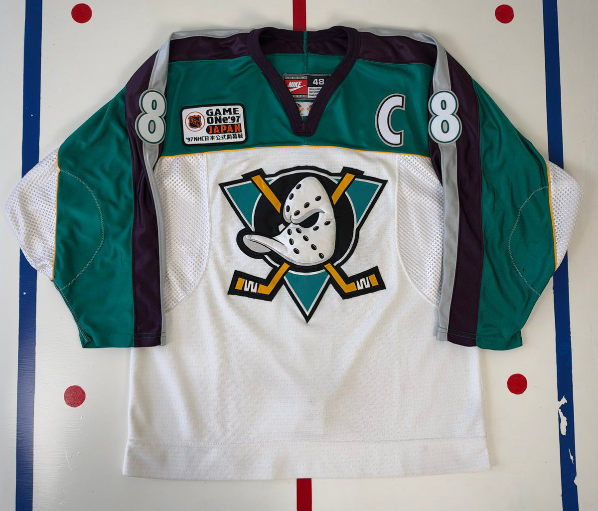 Anaheim Mighty Ducks Teemu Selanne 1997 Japan Game One NHL Hockey Jersey (48/Medium)