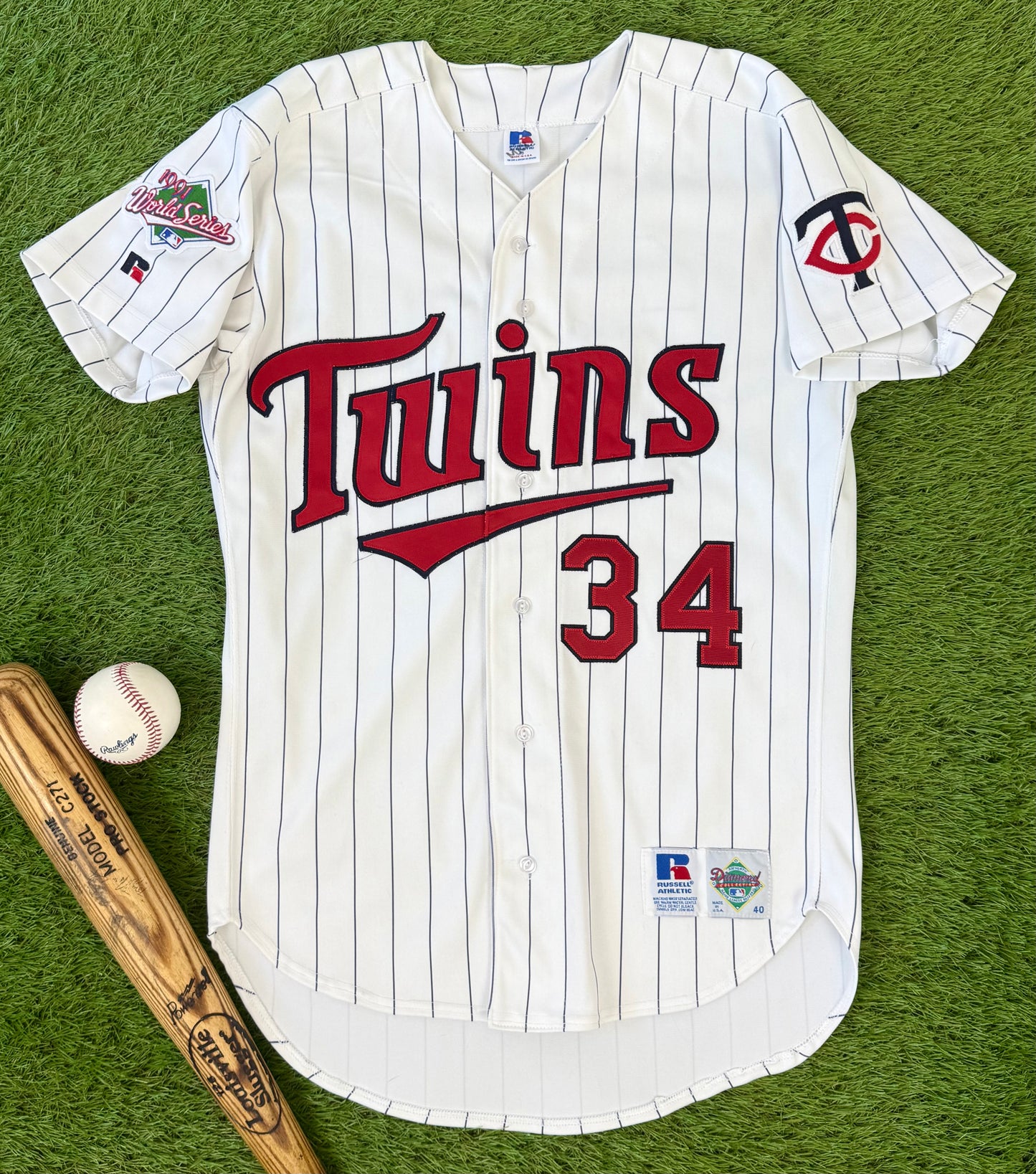 Minnesota Twins Kirby Puckett 1991 World Series MLB Baseball Jersey (40/Medium)