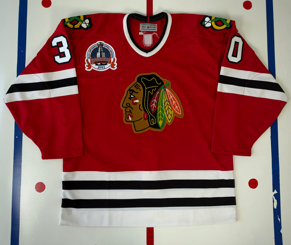 Chicago Blackhawks Ed Belfour 1992 Stanley Cup Finals NHL Hockey Jersey (48/Large)