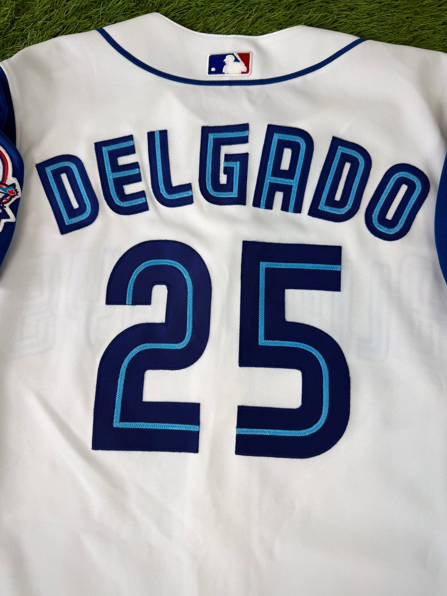Toronto Blue Jays Carlos Delgado 2001 Faux Vest Home Alternate MLB Baseball Jersey (40/Medium)