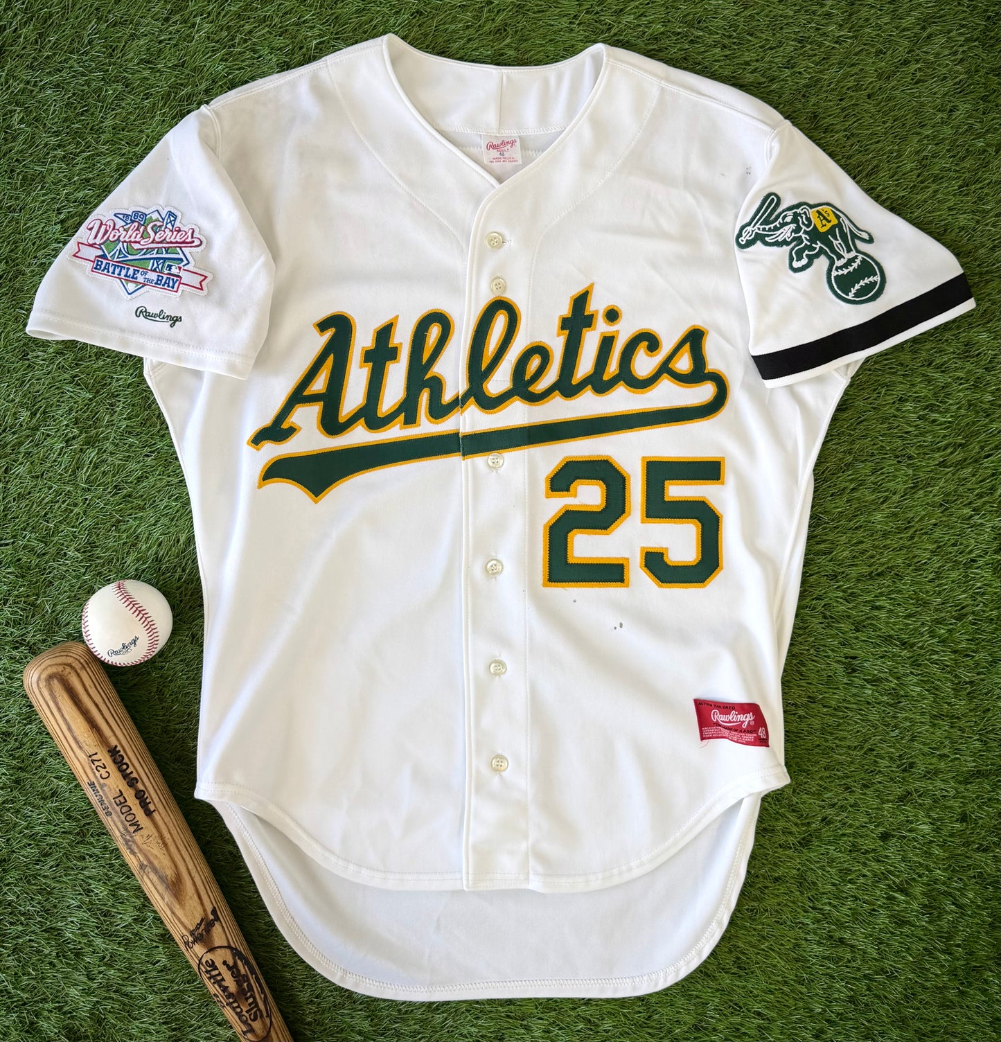 Oakland Athletics Mark McGwire 1989 World Series MLB Baseball Jersey (48/XL)