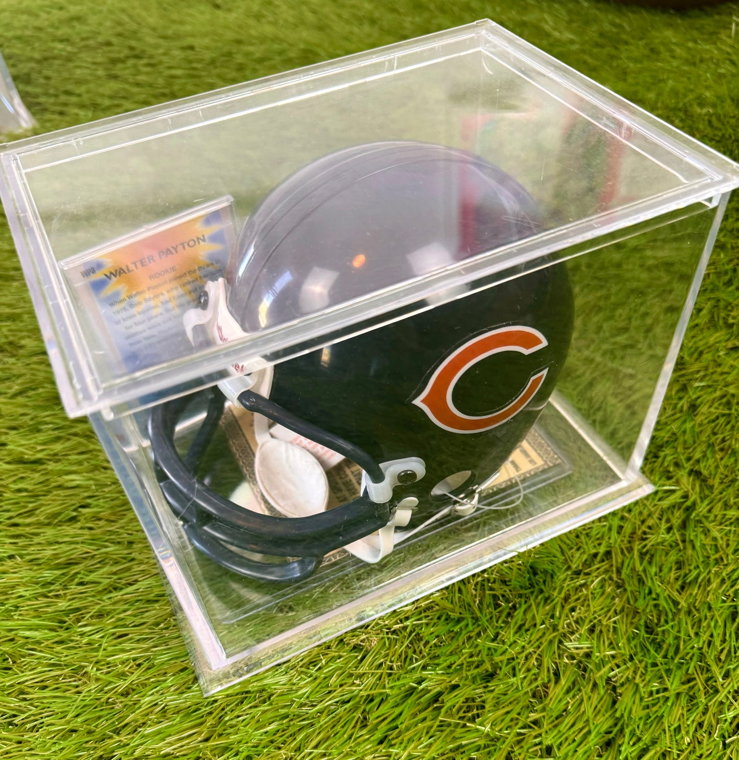 Chicago Bears Walter Payton Signed Autographed NFL Mini Football Helmet and Card
