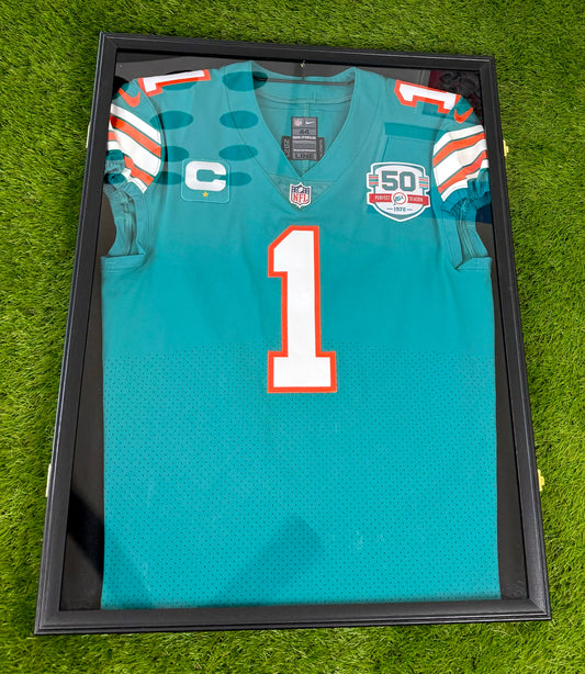 Miami Dolphins 2022 Tua Tagovailoa Framed Team Issued NFL Football Jersey (44/Large)