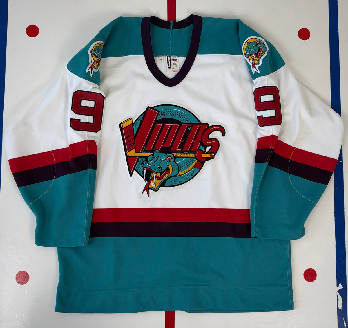 Detroit Vipers Gordie Howe 1997 IHL Hockey Jersey (48/Large)