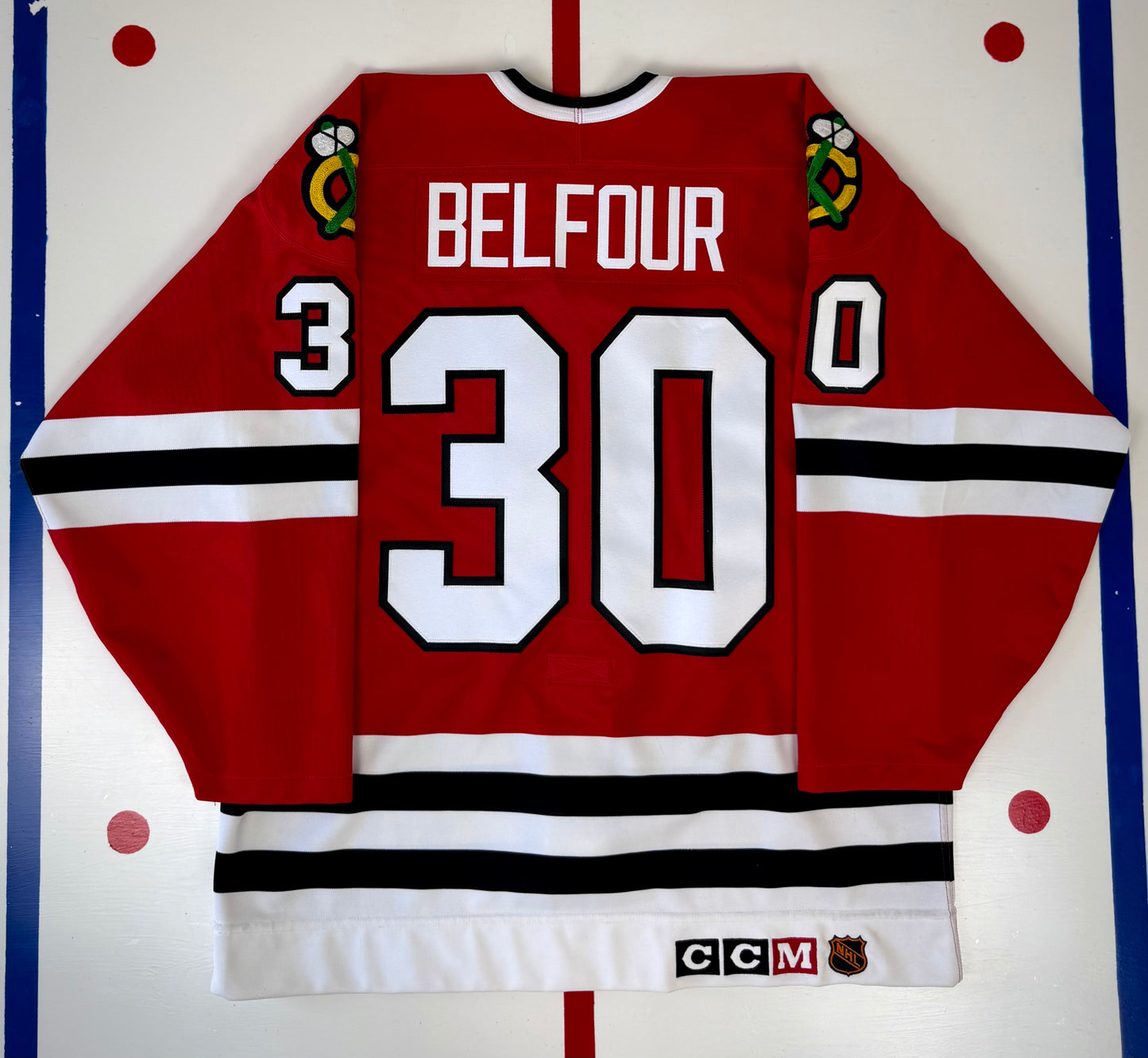 Chicago Blackhawks Ed Belfour 1992 Stanley Cup Finals NHL Hockey Jersey (48/Large)