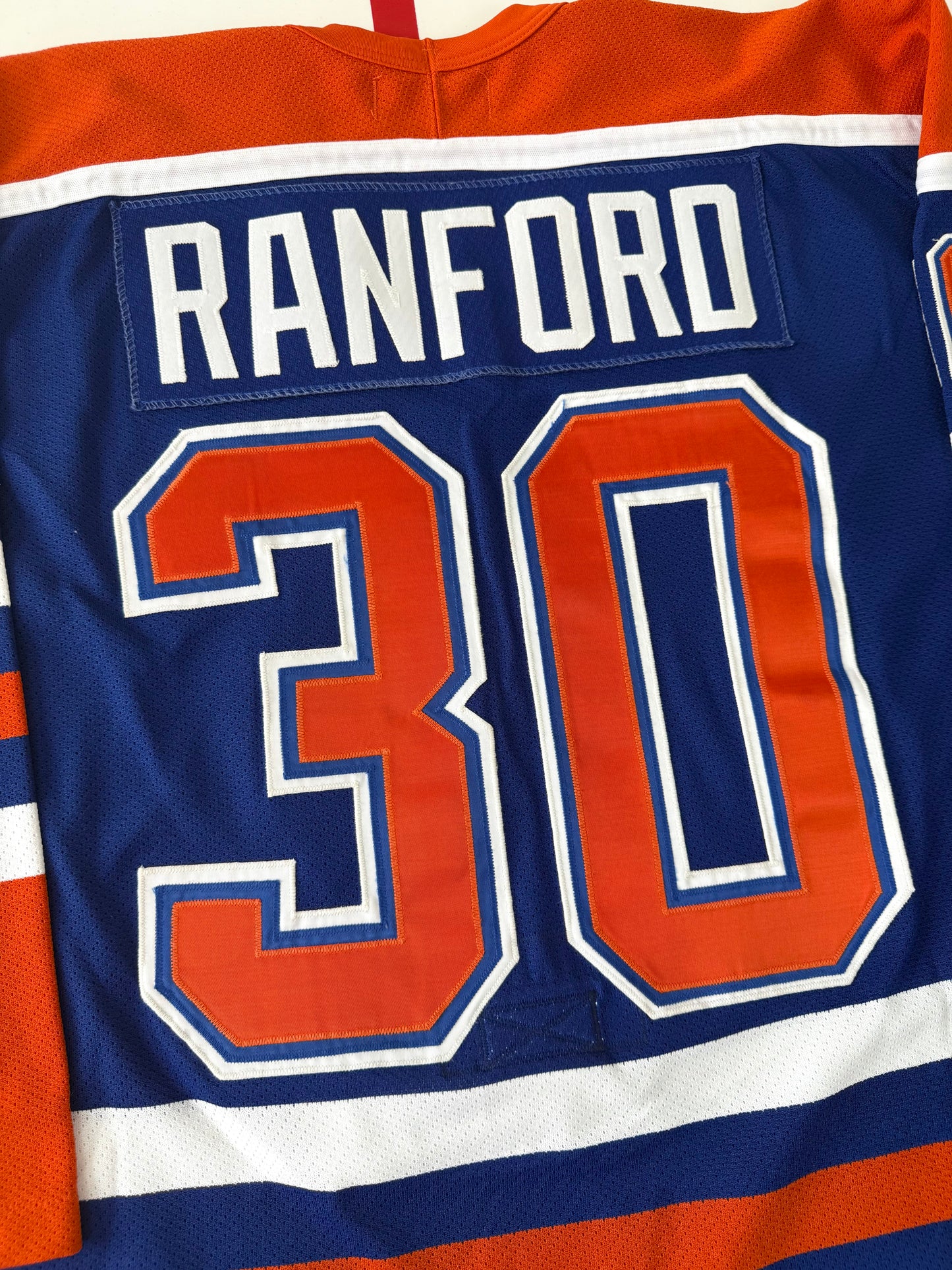 Edmonton Oilers Bill Ranford 1990 Stanley Cup Finals NHL Hockey Jersey (52/XL)