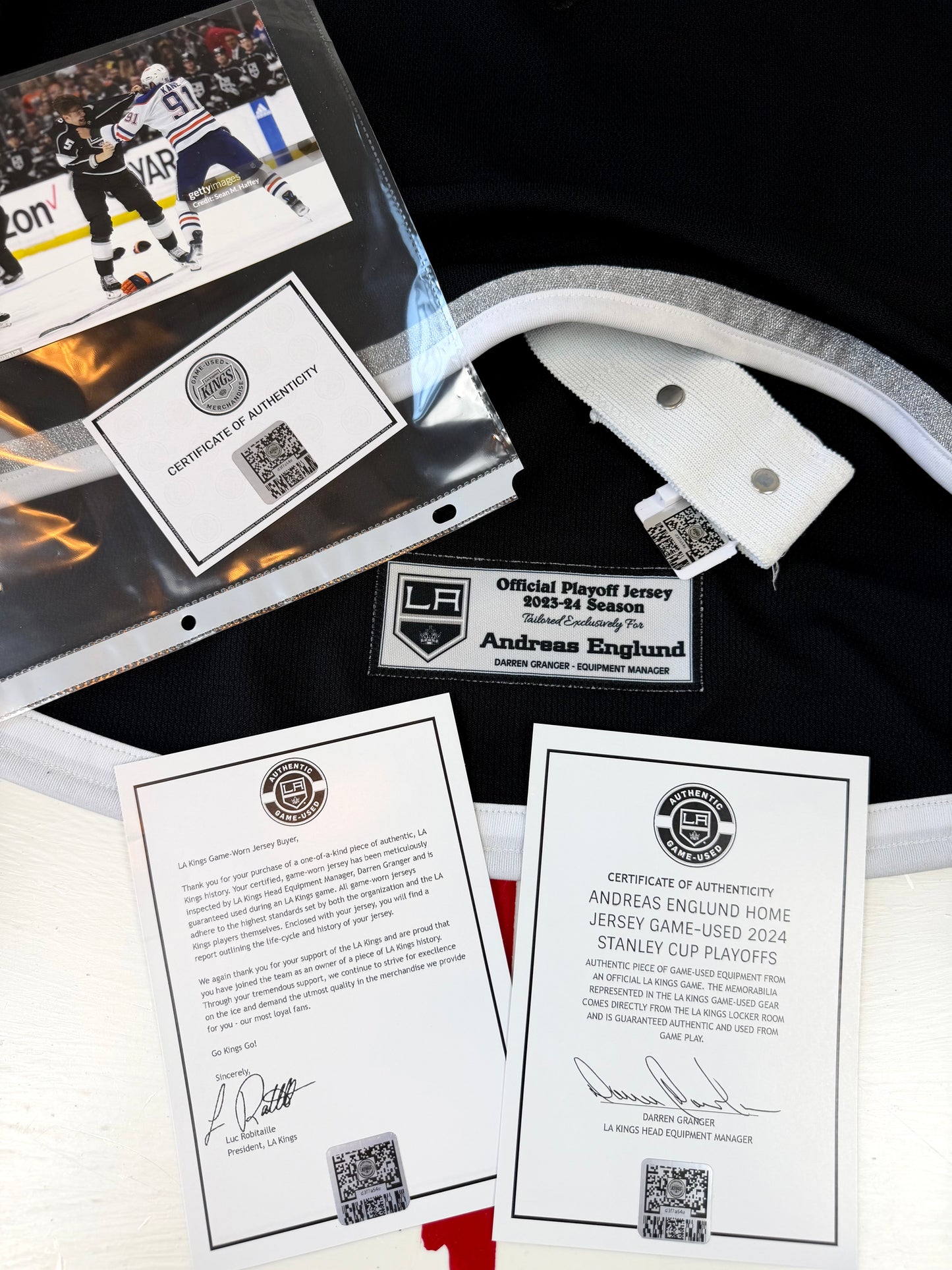 Los Angeles Kings Andreas Englund 2024 Playoffs Game Worn NHL Hockey Jersey (58/XXL)