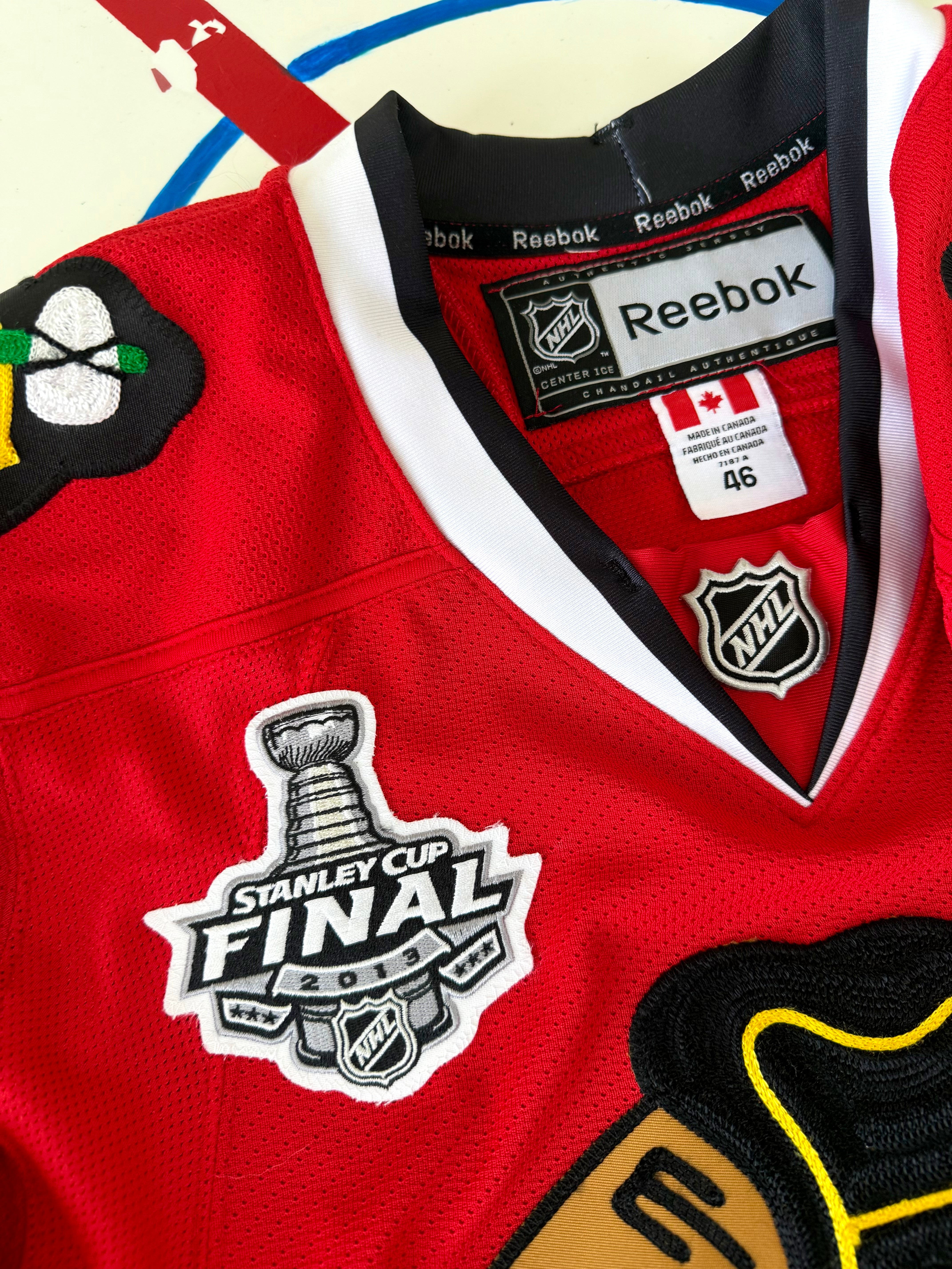 アイスホッケー NHL Chicago Blackhawks Patric Kane REEBOK authentic jersey with Stanley Cup patch PATRICK KANE CHICAGO BLACKHAWKS 3X STANLEY CUP PATCH REEBOK