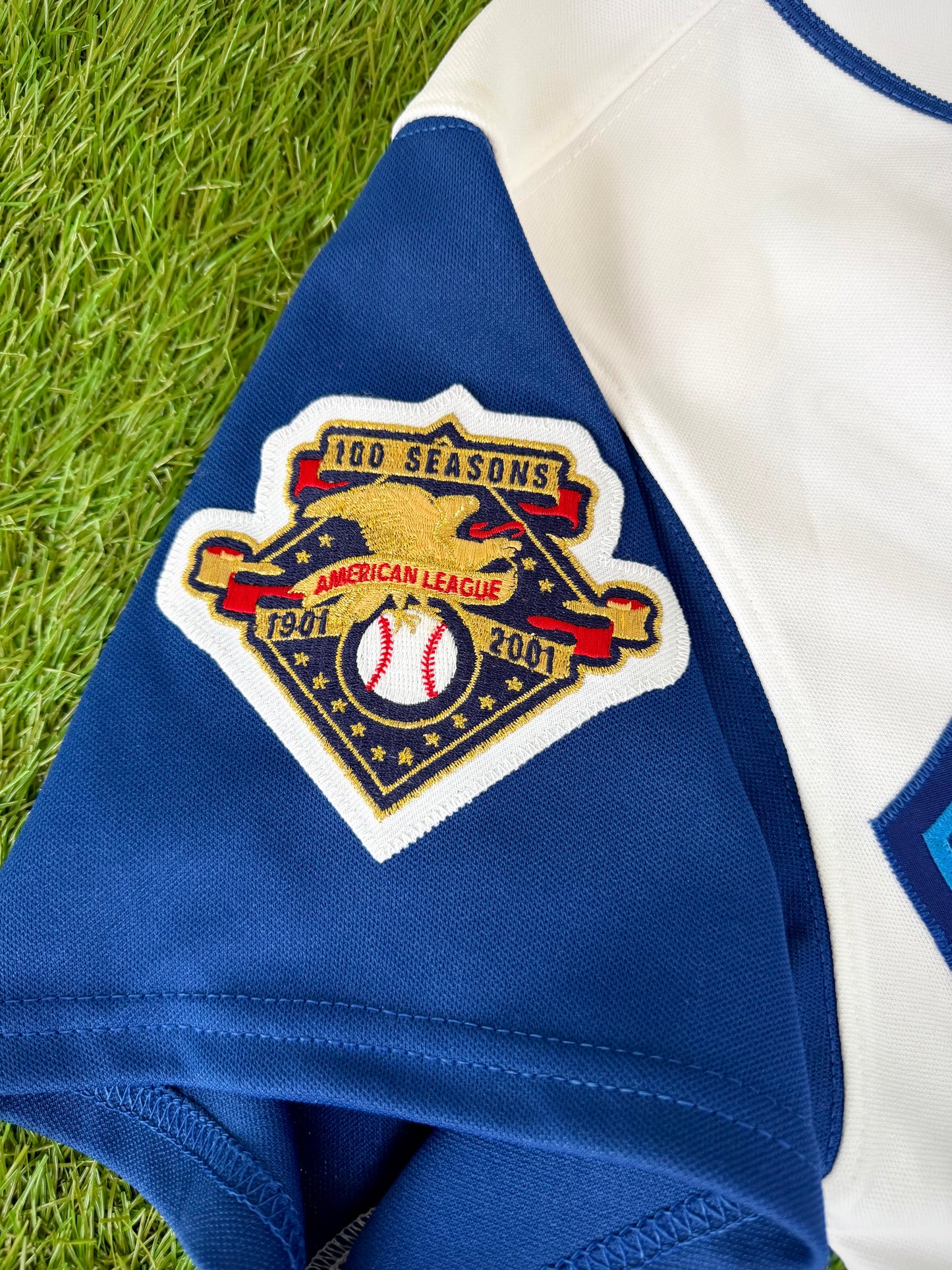 Toronto Blue Jays Carlos Delgado 2001 Faux Vest Home Alternate MLB Baseball Jersey (40/Medium)