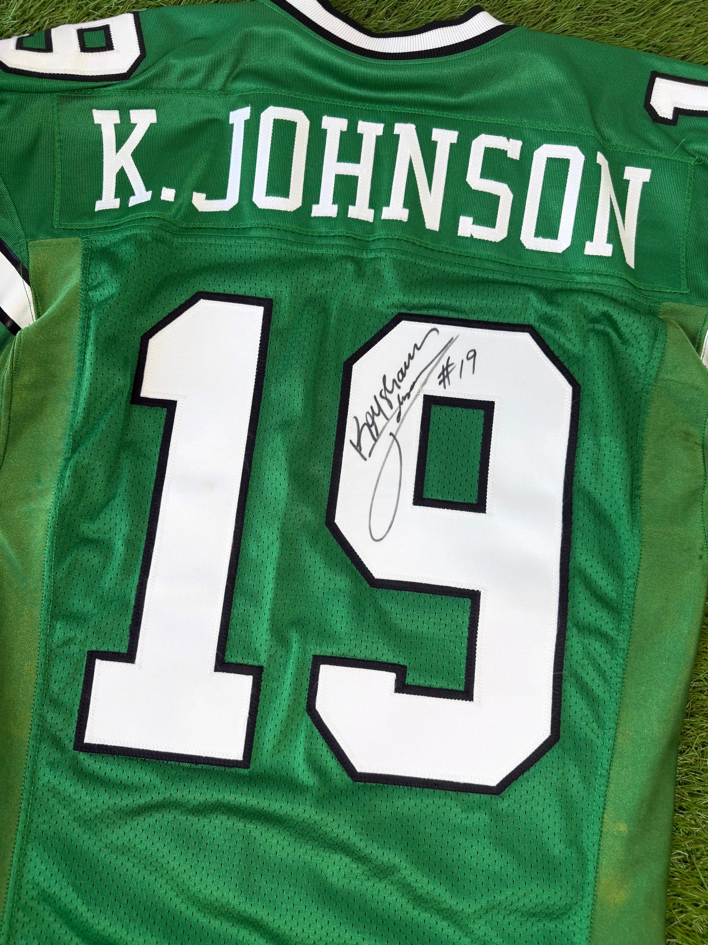 New York Jets Keyshawn Johnson 1997 Autographed Game Issued NFL Football Jersey (46/Large)