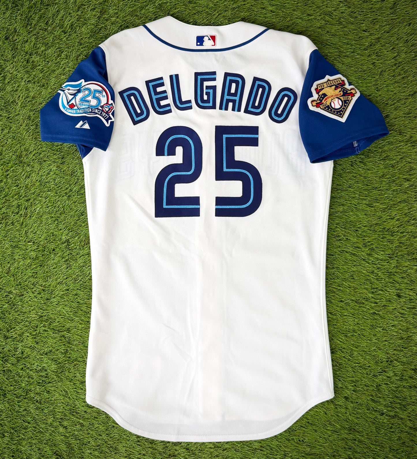 Toronto Blue Jays Carlos Delgado 2001 Faux Vest Home Alternate MLB Baseball Jersey (40/Medium)