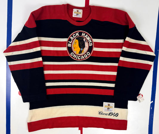 Chicago Blackhawks “Black Hawks” 1940 CCM Heritage NHL Hockey Jersey/Wool Sweater (Large/XL)